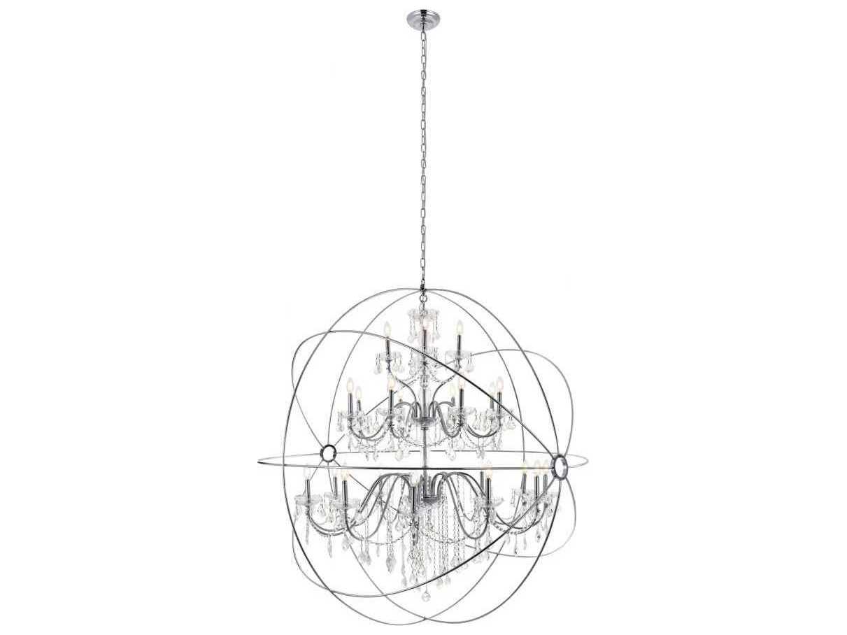 Elegant Lighting Cordelia 24-Light Chrome Clear Crystal Candelabra Globe Chandelier