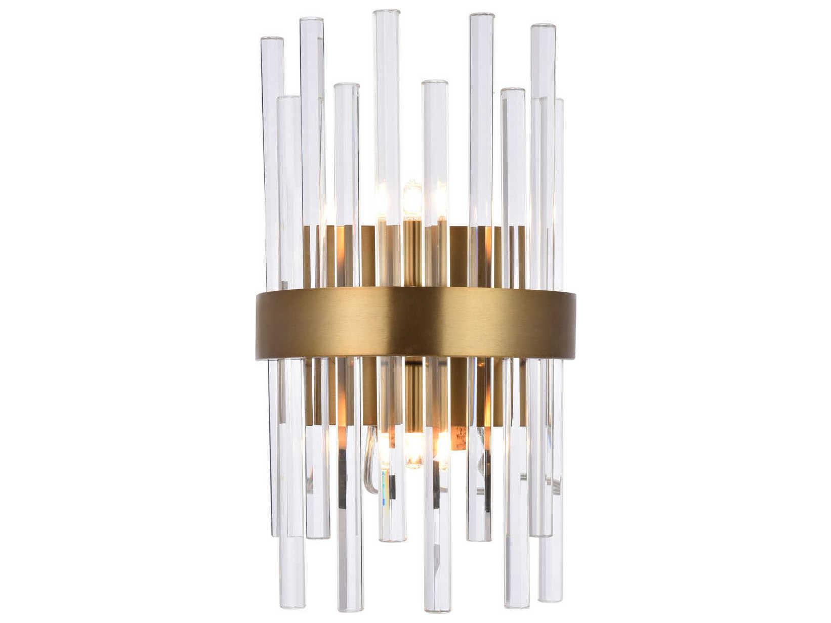 Elegant Lighting Dallas 2-Light Gold & Clear Crystal Wall Sconce