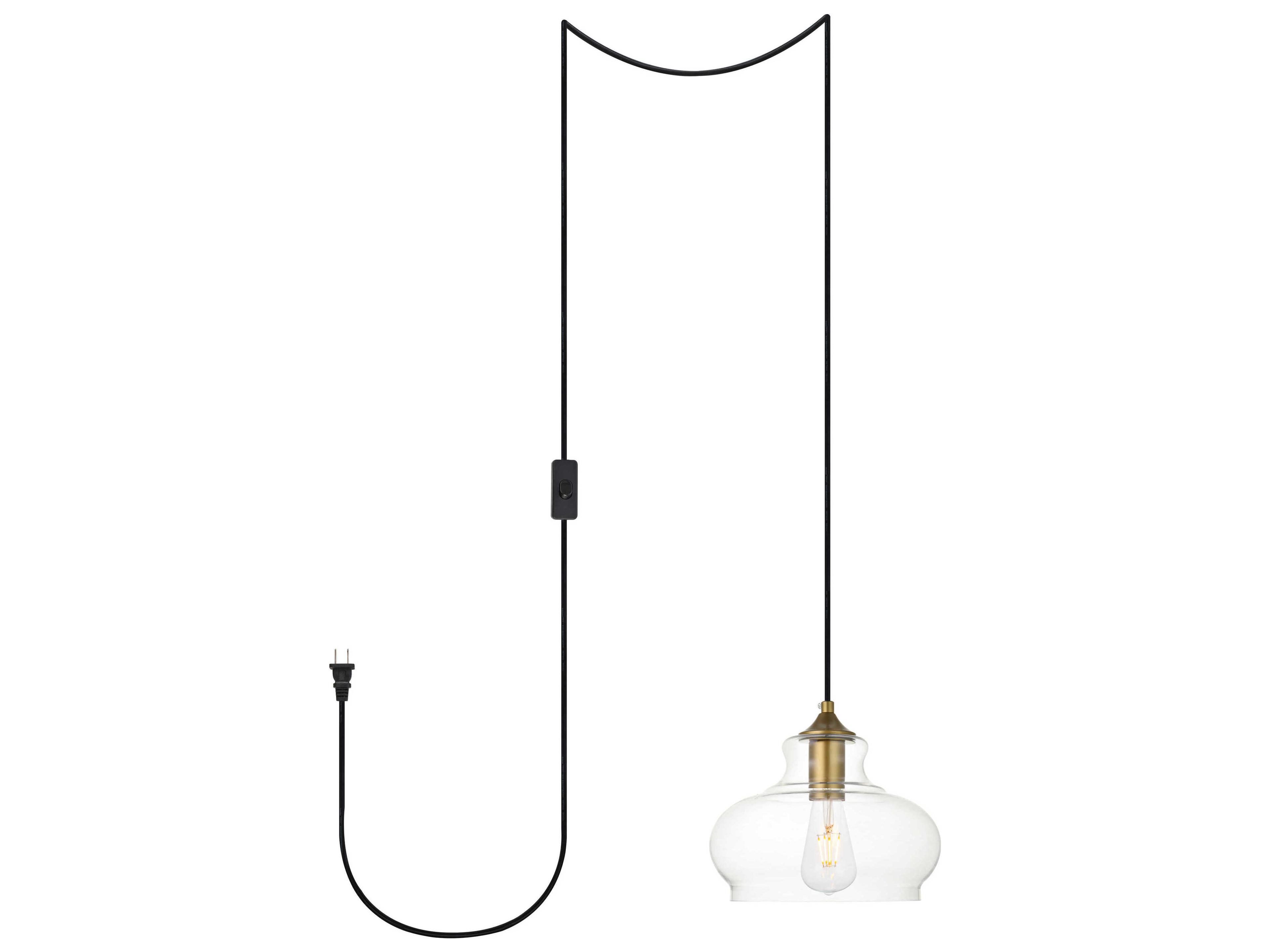 Elegant Lighting Destry 1-Light Brass Glass Geometric Mini Pendant