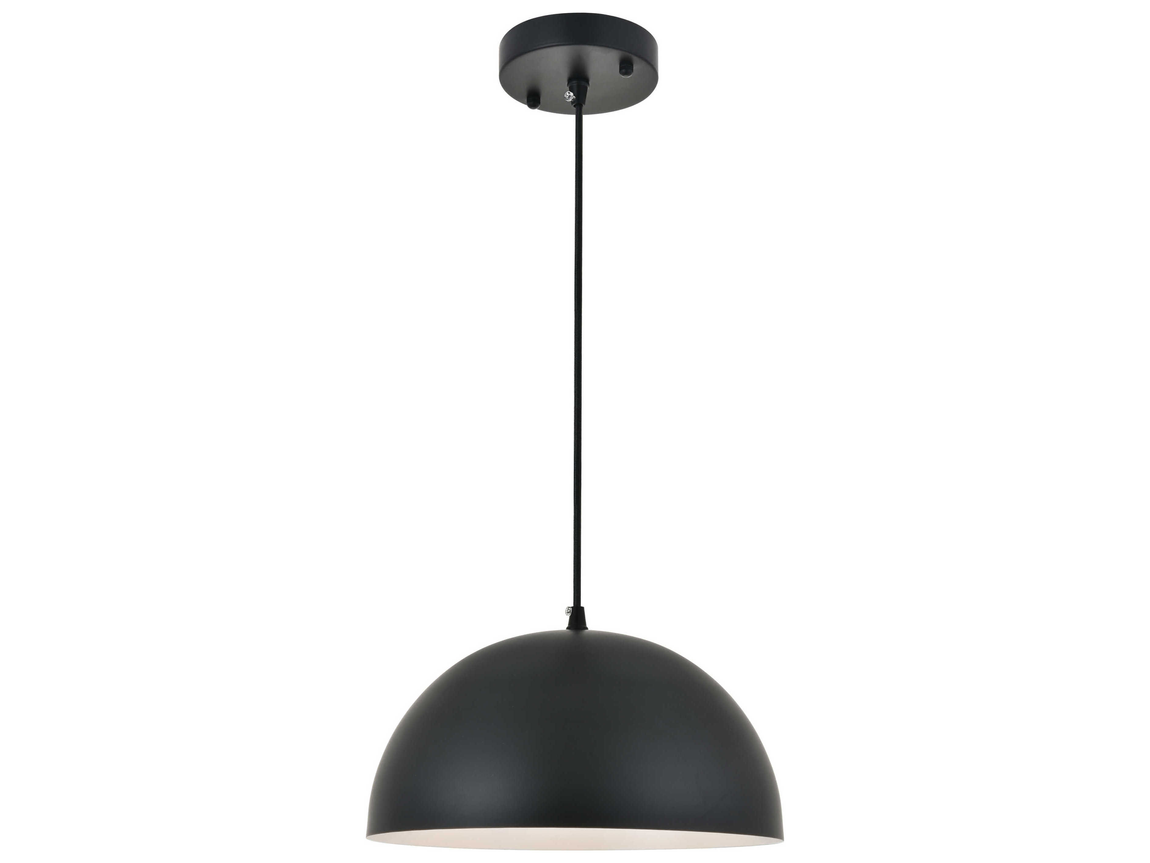 Elegant Lighting Forte 1-Light Black Dome Mini Pendant