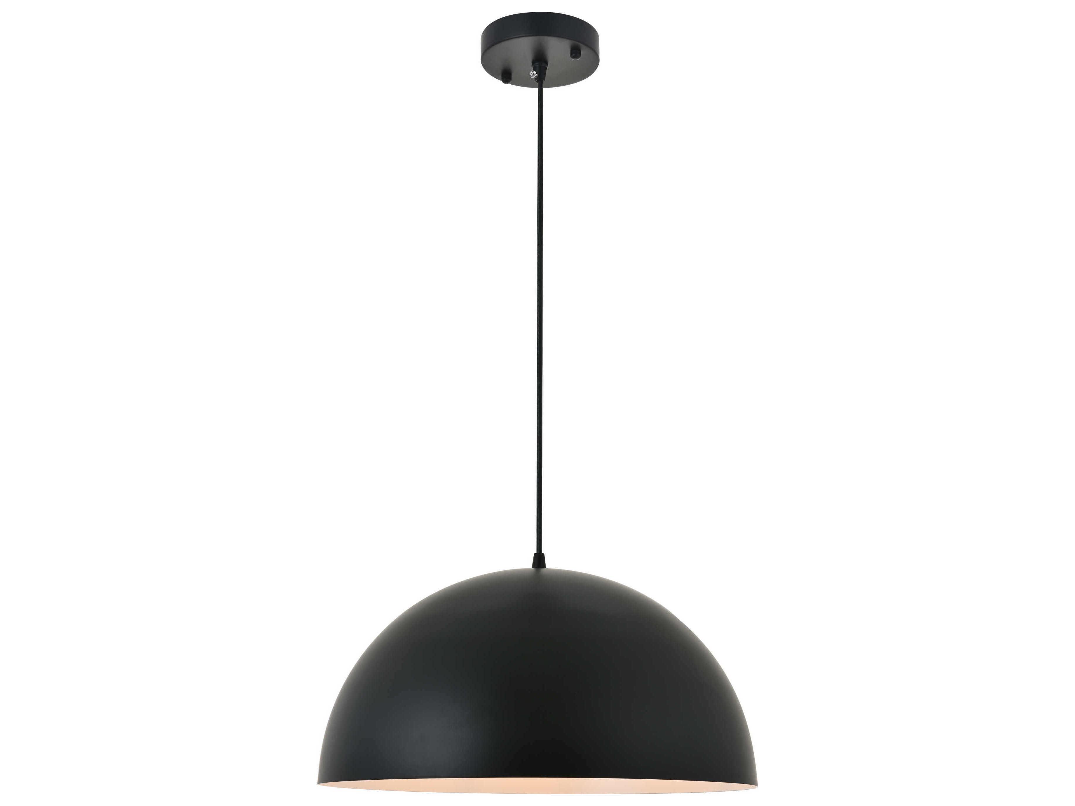 Elegant Lighting Forte 1-Light Black Bowl Dome Pendant