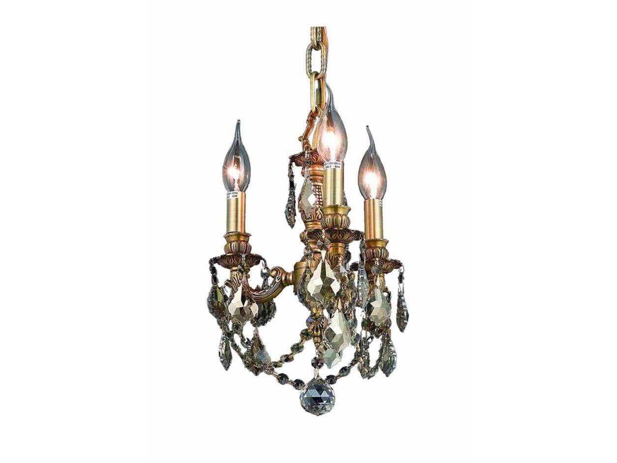 Elegant Lighting Lille 3-Light French Gold Crystal Candelabra Chandelier