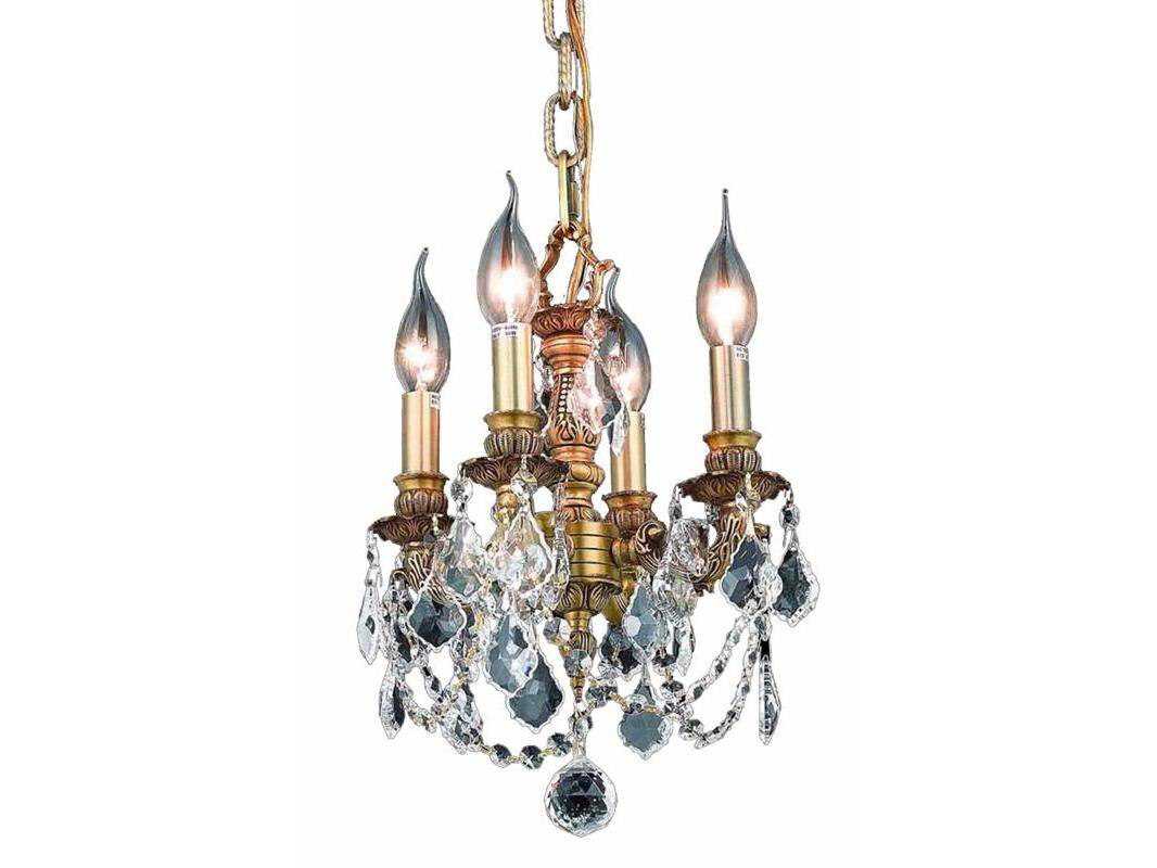 Elegant Lighting Lille 4-Light French Gold Clear Crystal Candelabra Chandelier