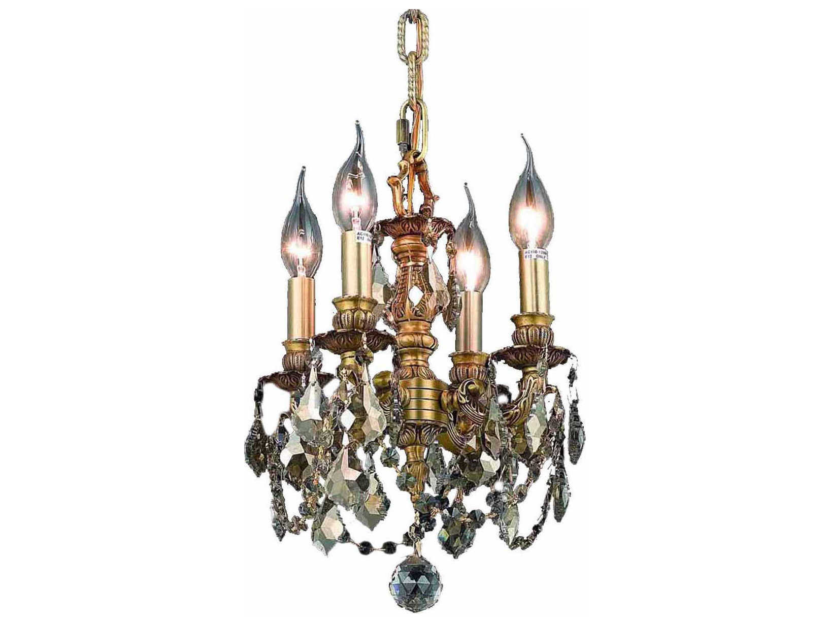 Elegant Lighting Lillie 4-Light French Gold Brass Crystal Candelabra Chandelier