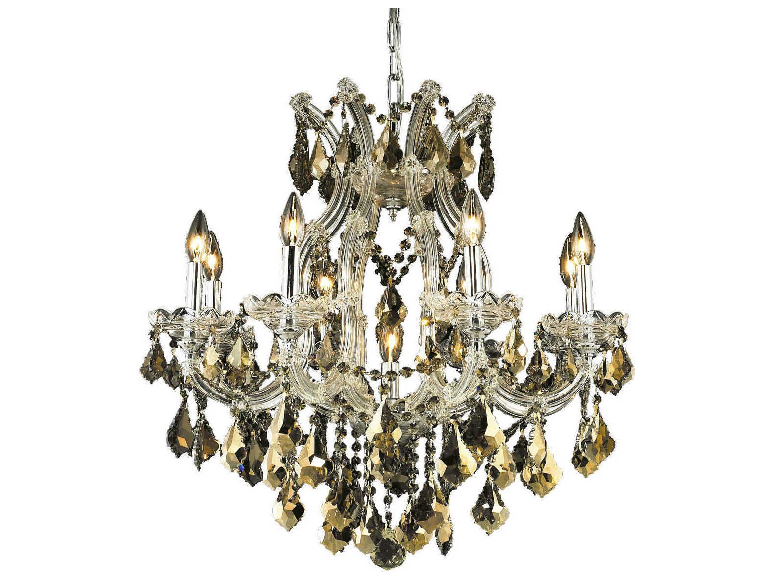 Elegant Lighting Maria Theresa 9-Light Chrome Gold Crystal Glass Candelabra Chandelier
