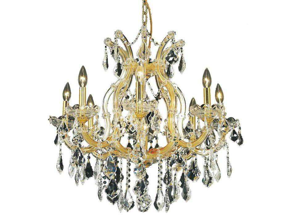Elegant Lighting Maria Theresa 9-Light Gold Clear Crystal Candelabra Chandelier