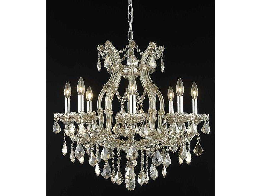 Elegant Lighting Maria Theresa 9-Light Golden Teak Crystal Candelabra Chandelier