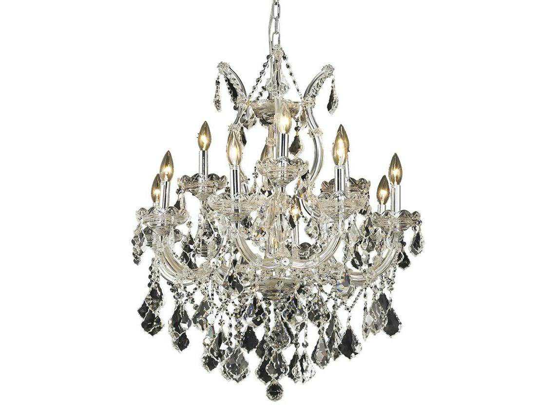 Elegant Lighting Maria Theresa 13-Light Chrome Clear Crystal Candelabra Tiered Chandelier