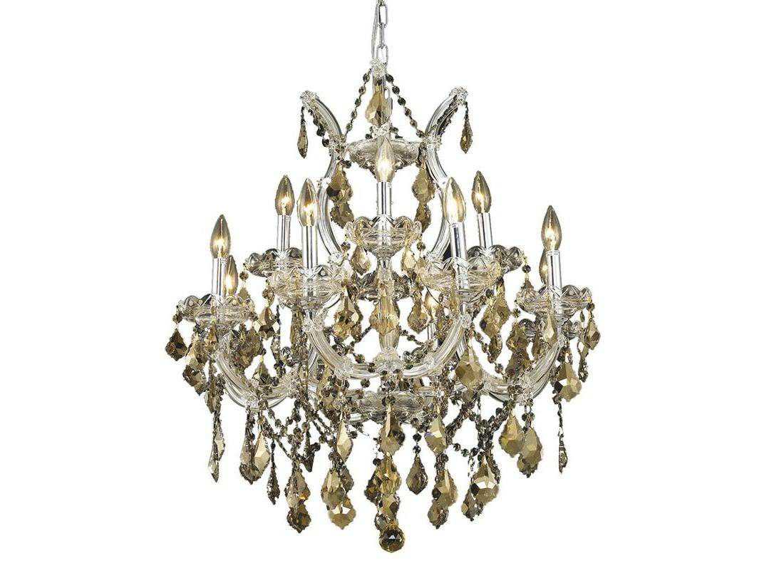 Elegant Lighting Maria Theresa 13-Light Chrome Gold Crystal Candelabra Tiered Chandelier