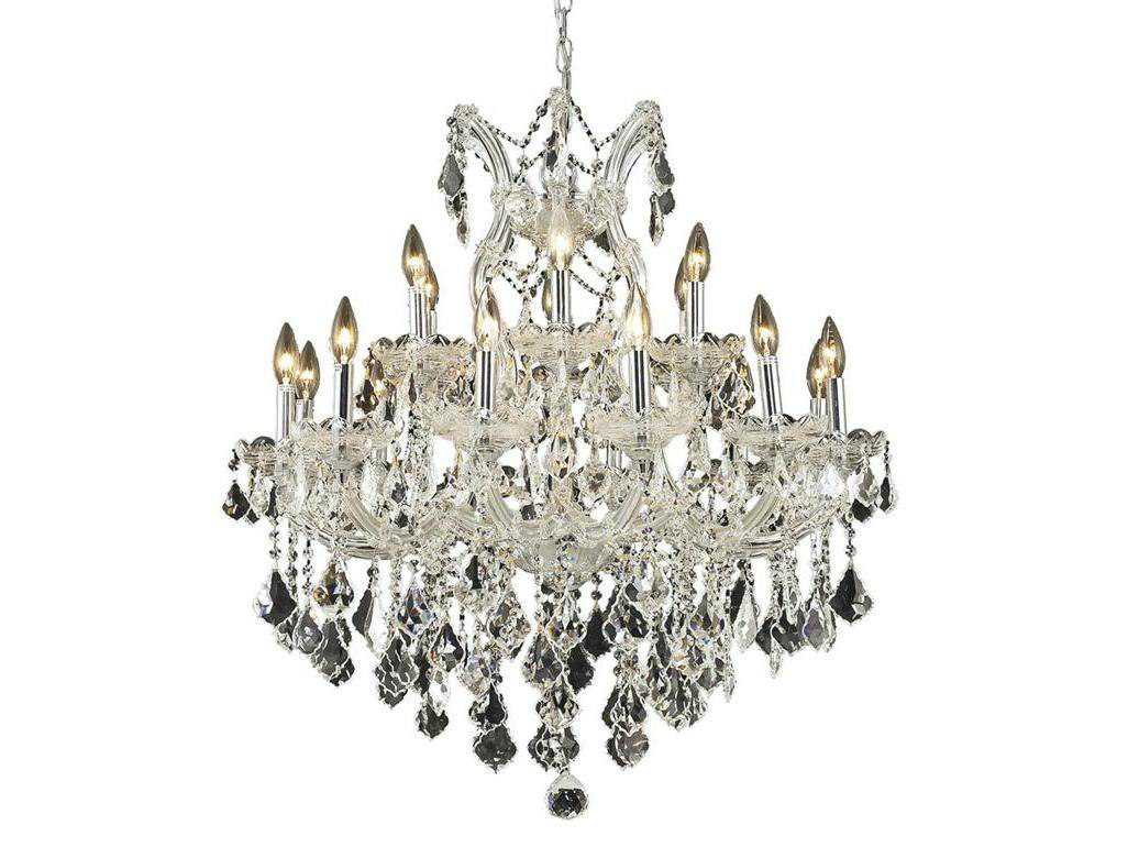 Elegant Lighting Maria Theresa 19-Light Chrome Clear Crystal Candelabra Tiered Chandelier