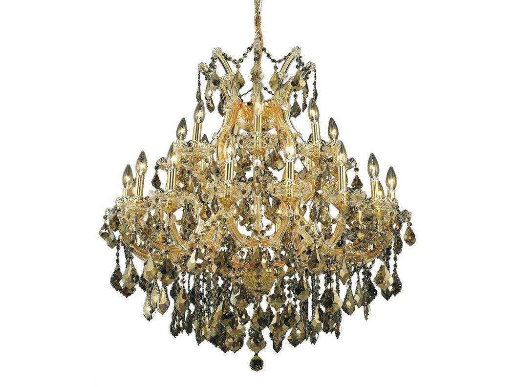 Elegant Lighting Maria Theresa 24-Light Gold Crystal Candelabra Tiered Chandelier
