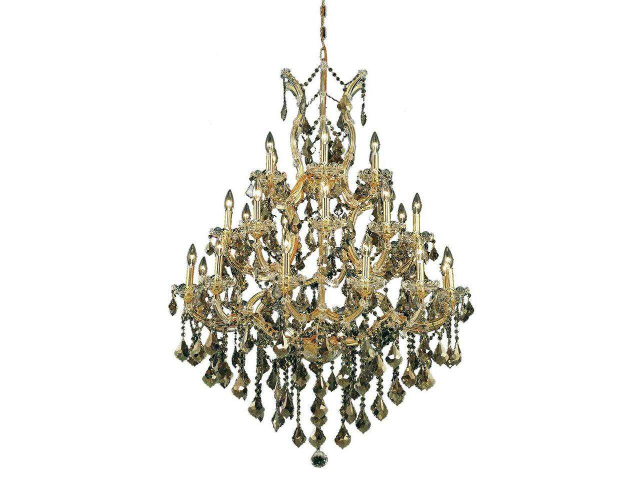 Elegant Lighting Maria Theresa 28-Light Gold Crystal Candelabra Tiered Chandelier