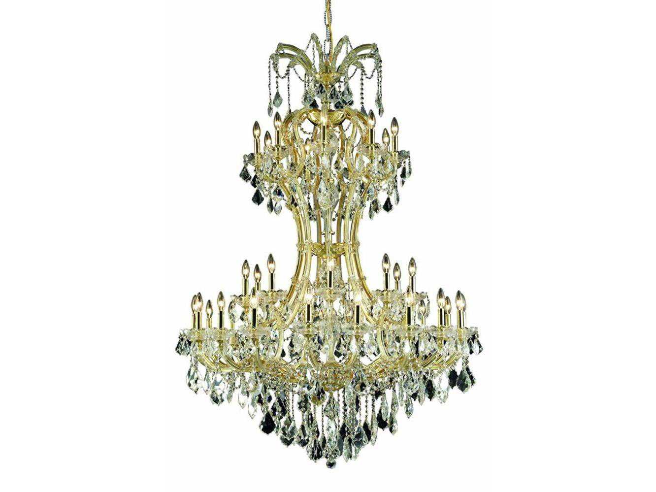 Elegant Lighting Maria Theresa 36-Light Gold Clear Crystal Candelabra Tiered Chandelier
