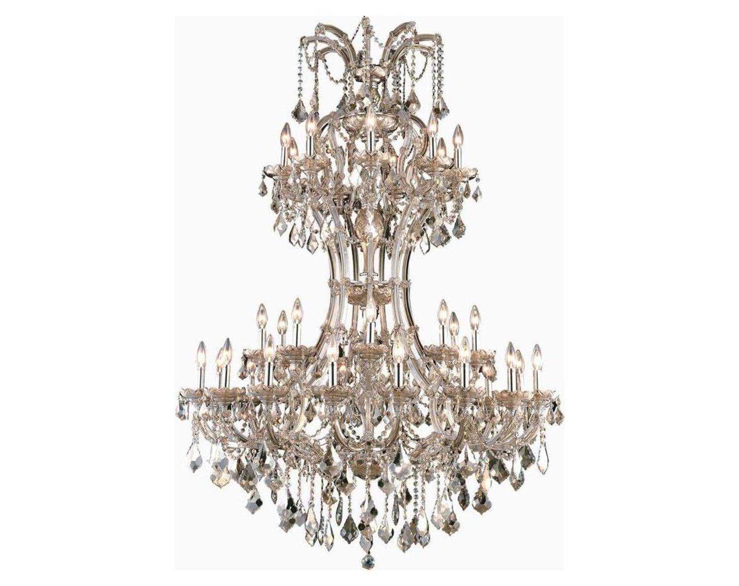 Elegant Lighting Maria Theresa 36-Light Golden Teak Crystal Candelabra Tiered Chandelier