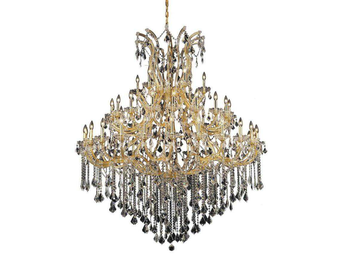 Elegant Lighting Maria Theresa 49-Light Gold Clear Crystal Candelabra Tiered Chandelier