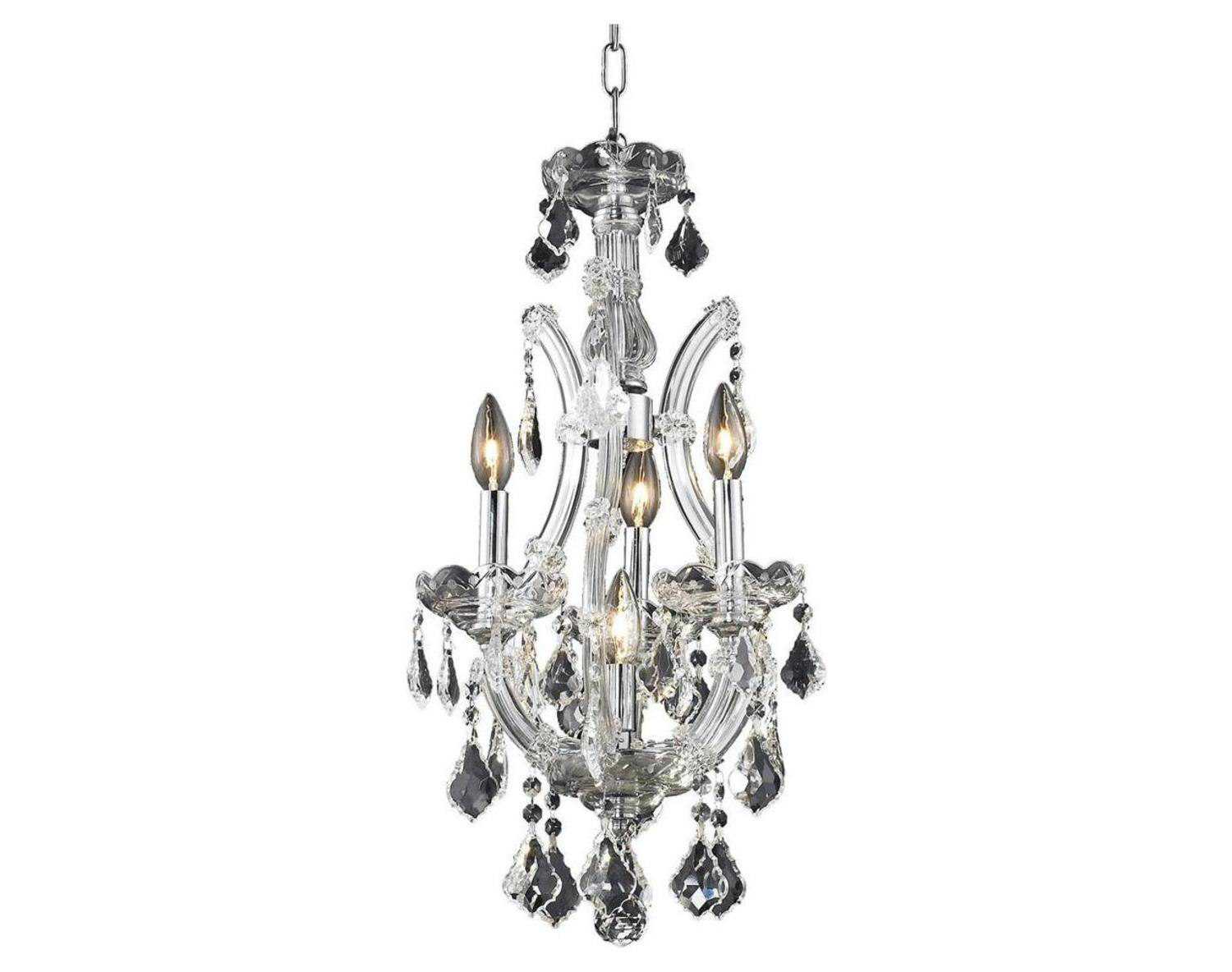 Elegant Lighting Maria Theresa 4-Light Chrome Clear Crystal Candelabra Chandelier