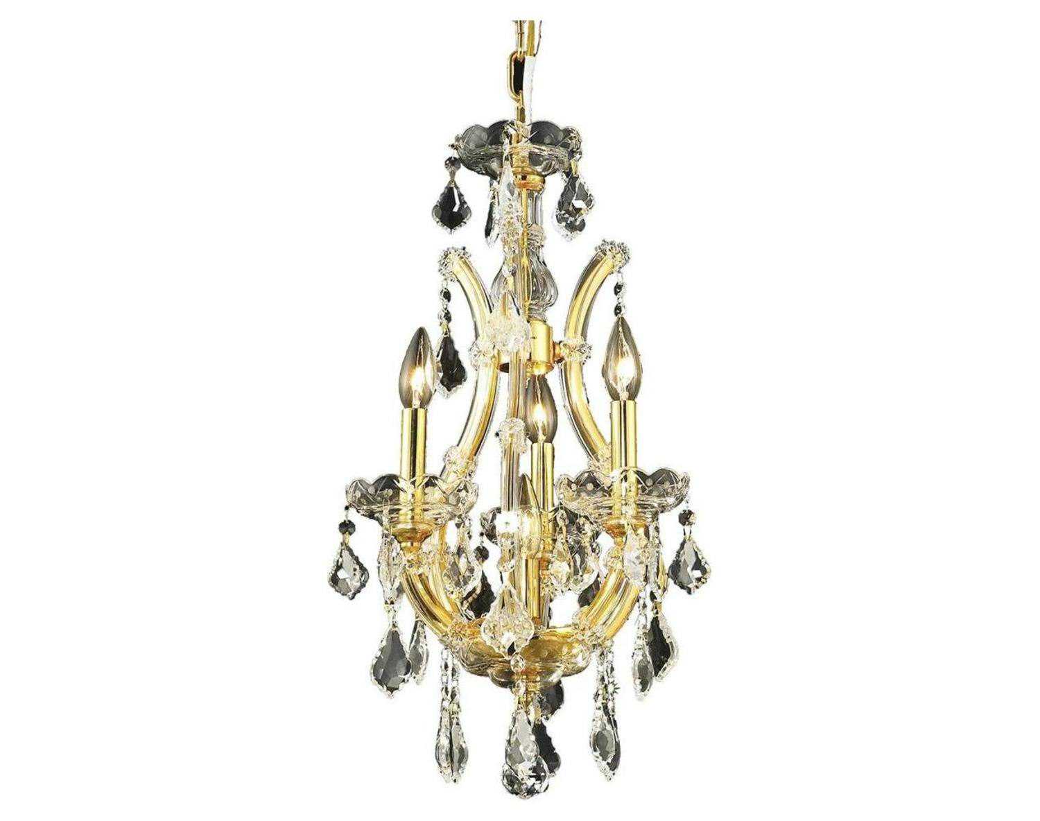Elegant Lighting Maria Theresa 4-Light Gold Clear Crystal Candelabra Chandelier