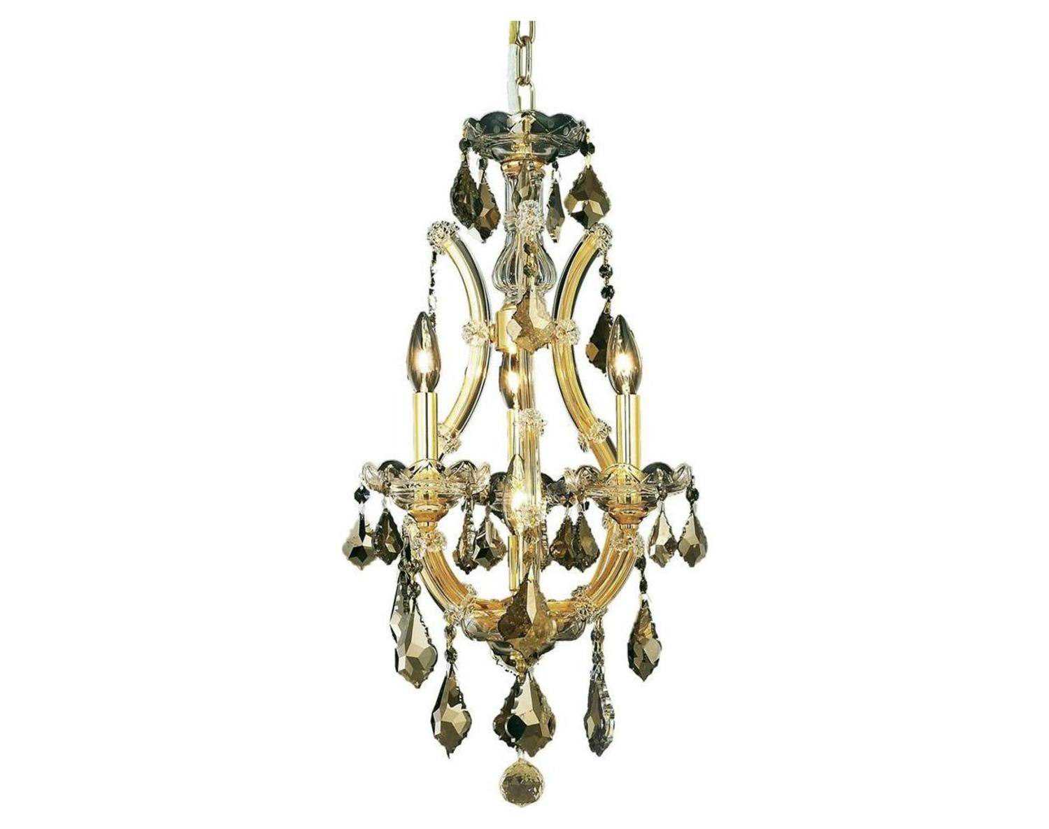 Elegant Lighting Maria Theresa 4-Light Gold Crystal Candelabra Chandelier