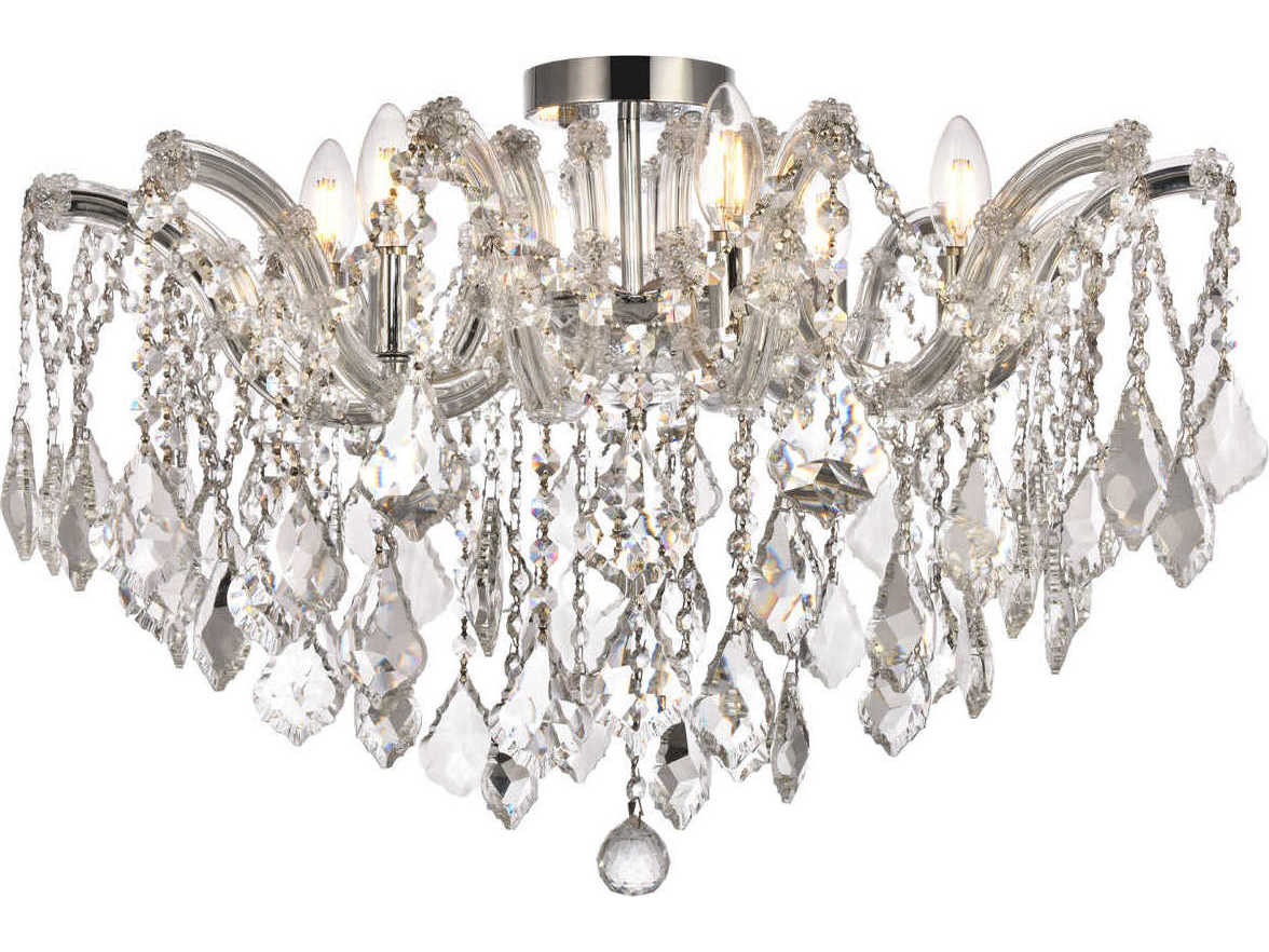Elegant Lighting Maria Theresa 6-Light Chrome Clear Crystal Glass Semi Flush Mount