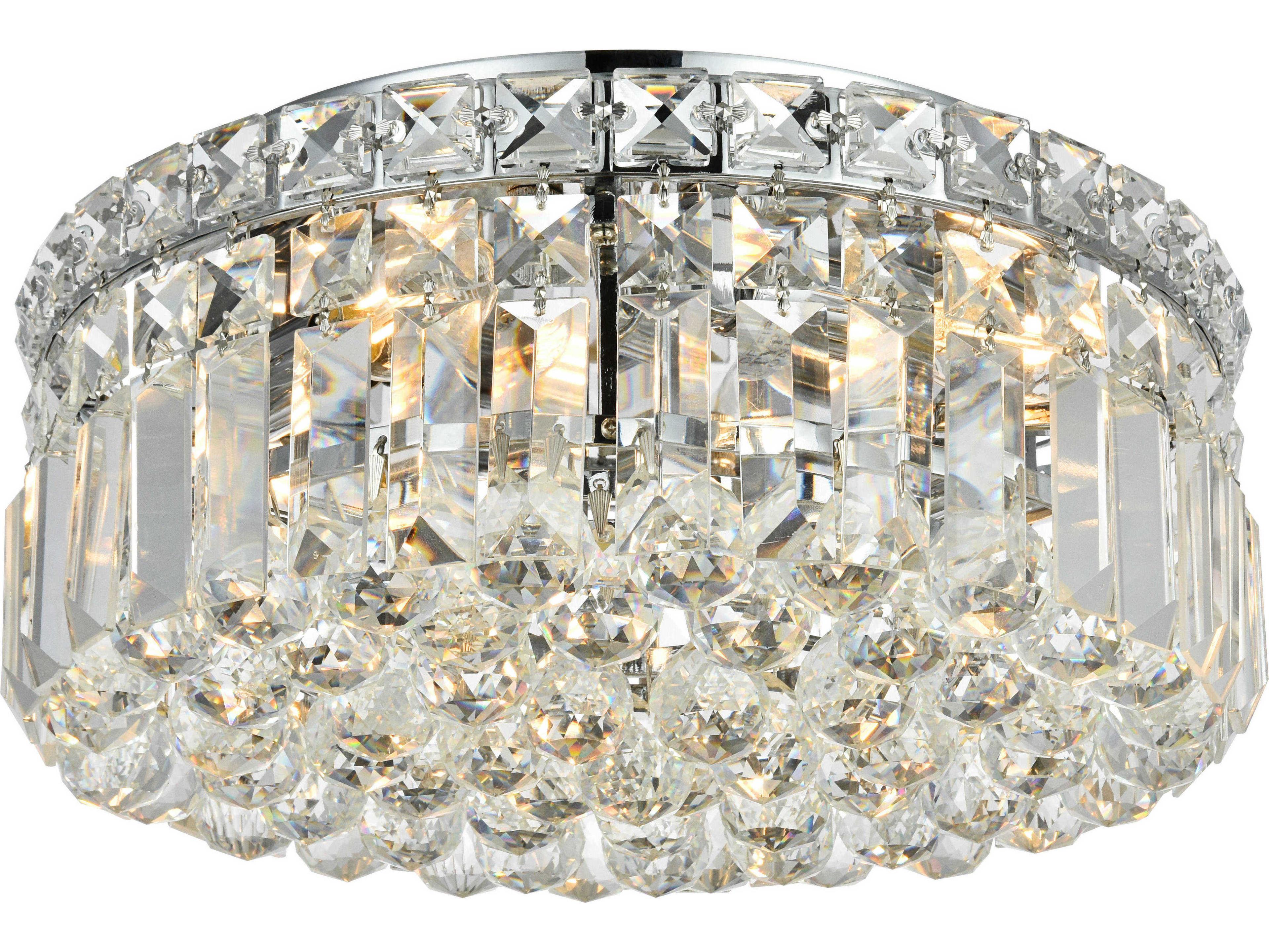 Elegant Lighting Maxime Chrome Clear Crystal Drum Flush Mount