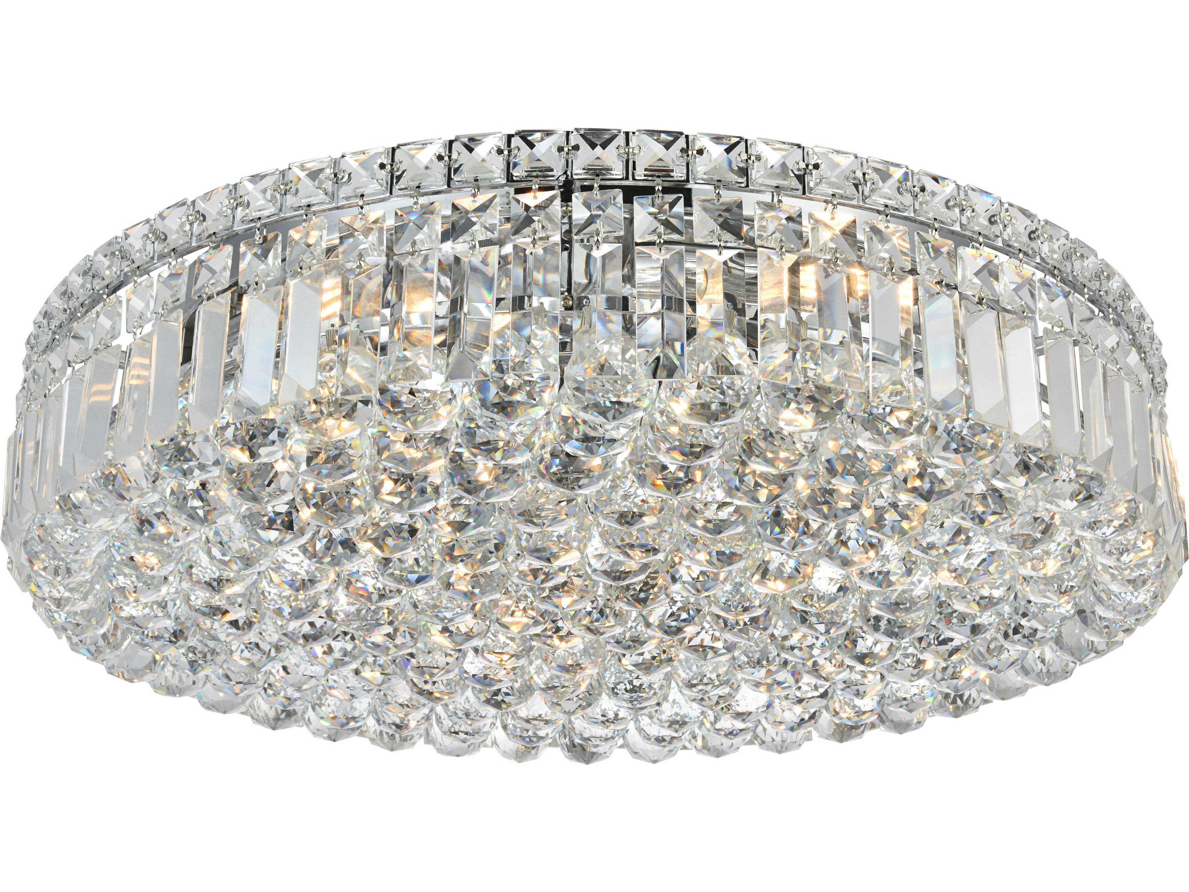 Elegant Lighting Maxime Chrome Clear Crystal Drum Flush Mount