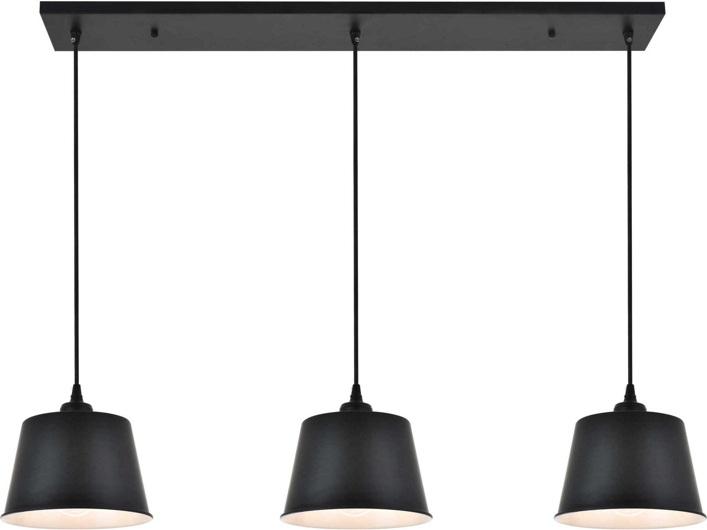 Elegant Lighting Nota 3-Light Black Empire Island Pendant