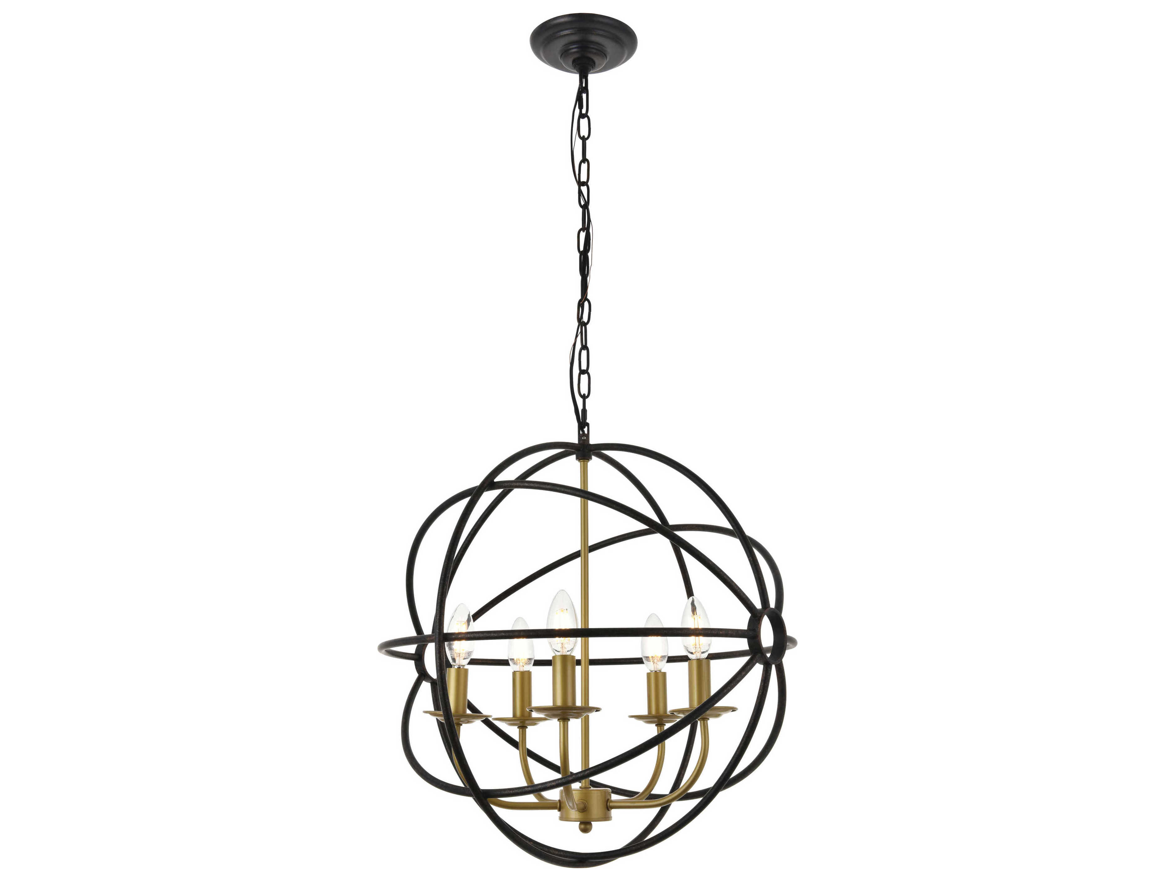 Elegant Lighting Octavia 5-Light Brown Candelabra Globe Chandelier