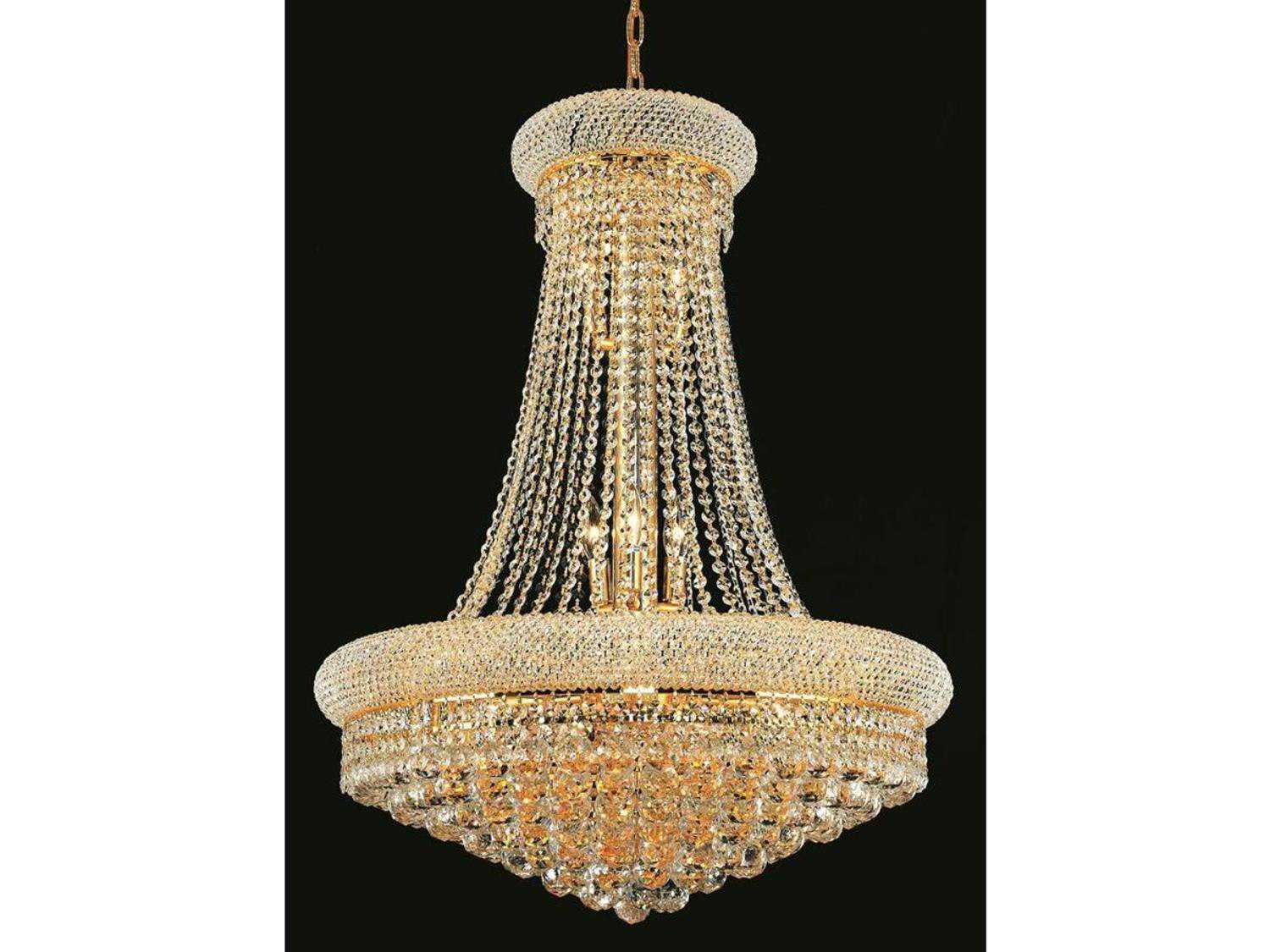 Elegant Lighting Primo 14-Light Gold Clear Crystal Empire Tiered Chandelier