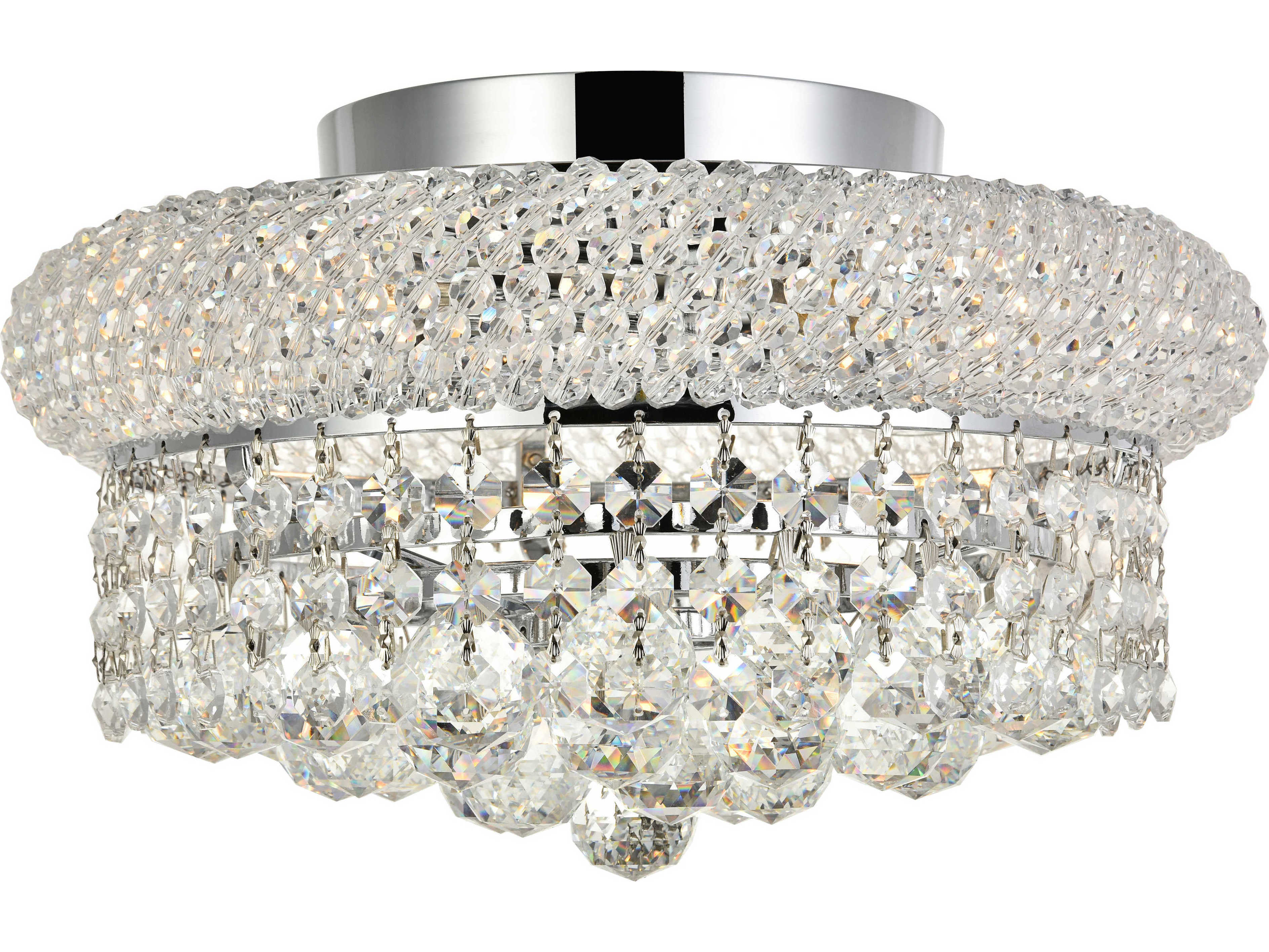 Elegant Lighting Primo Chrome Crystal Bowl Flush Mount