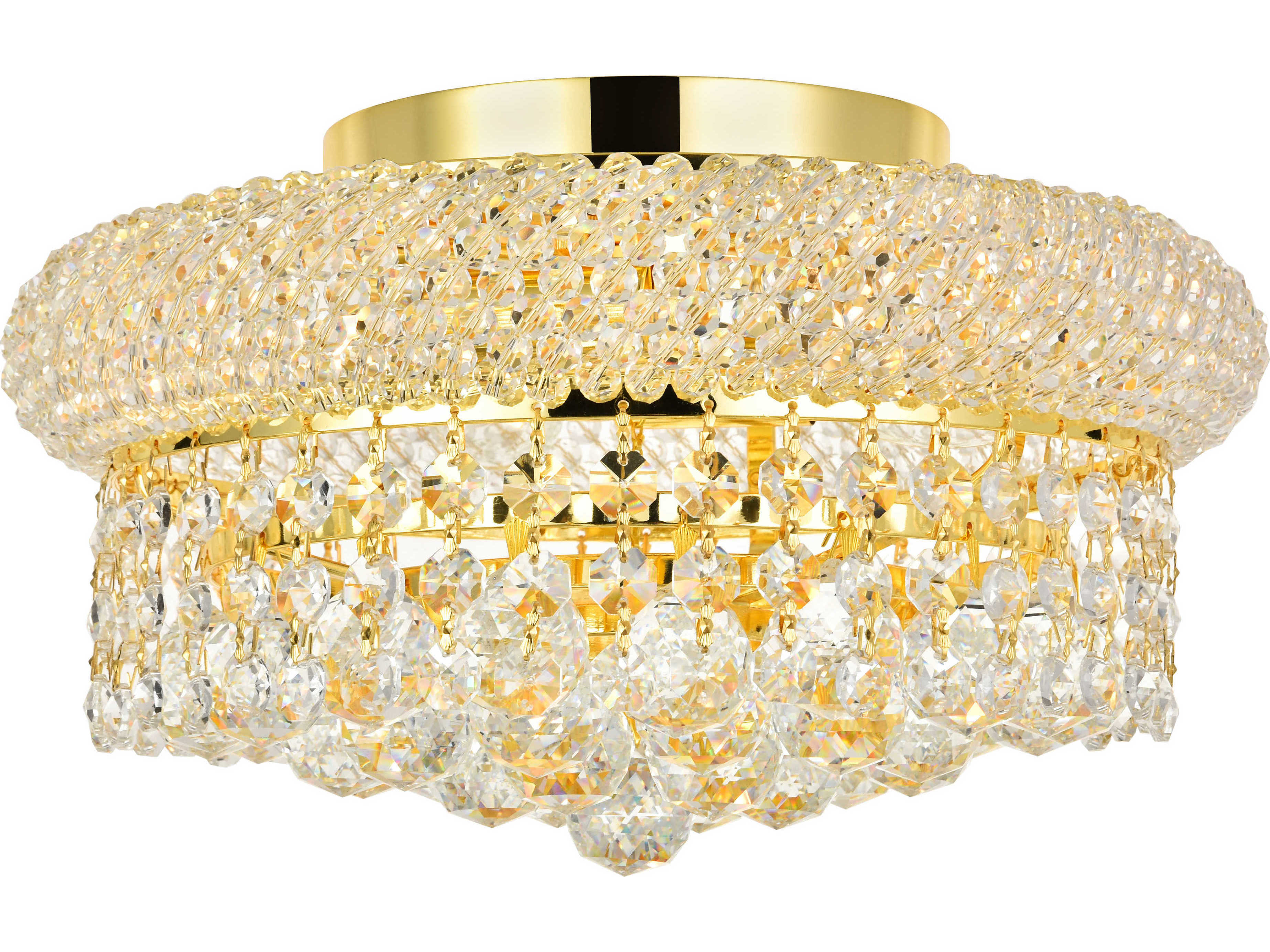 Elegant Lighting Primo Gold Clear Crystal Bowl Flush Mount