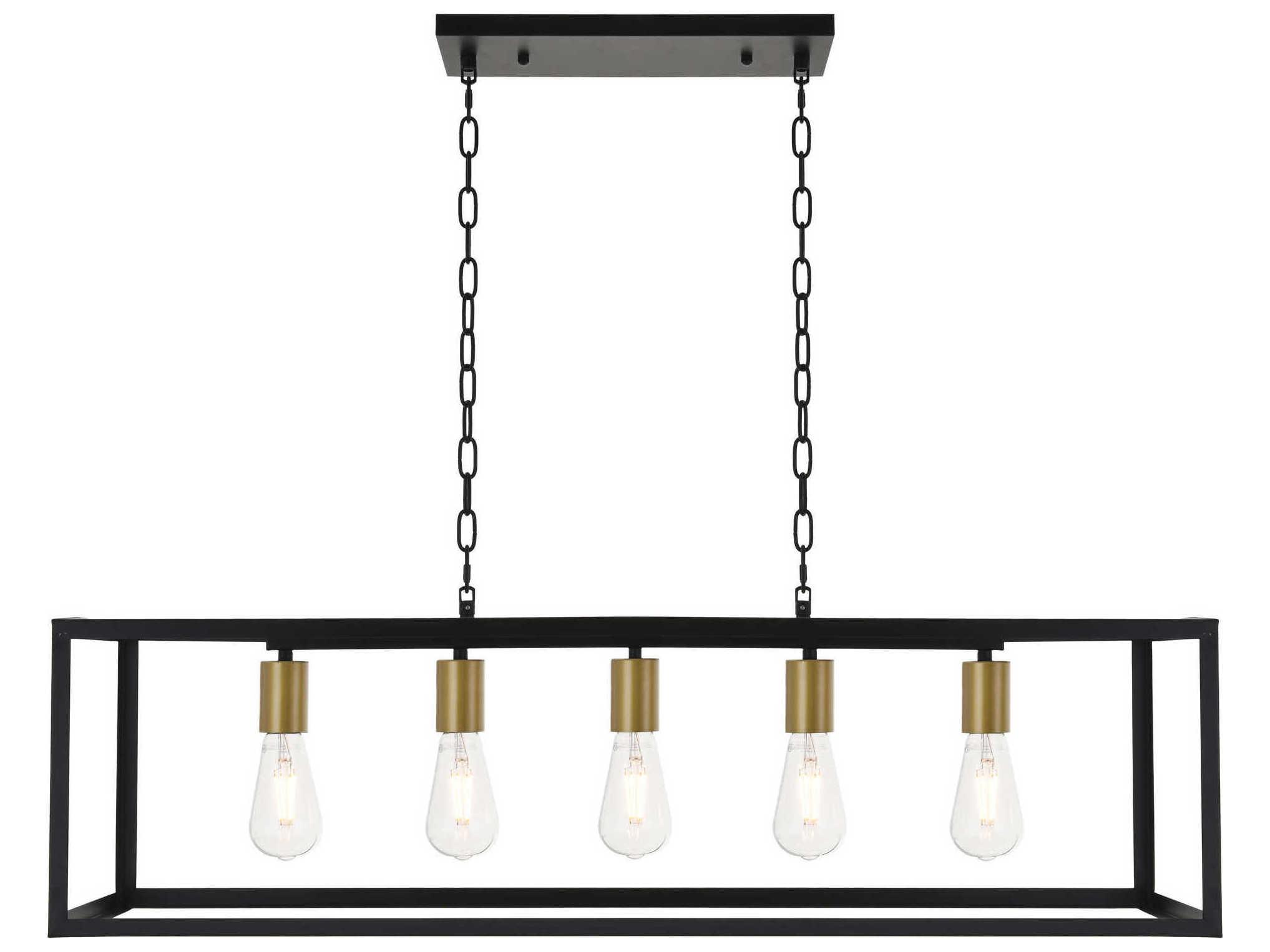 Elegant Lighting Resolute 5-Light Black Geometric Island Pendant