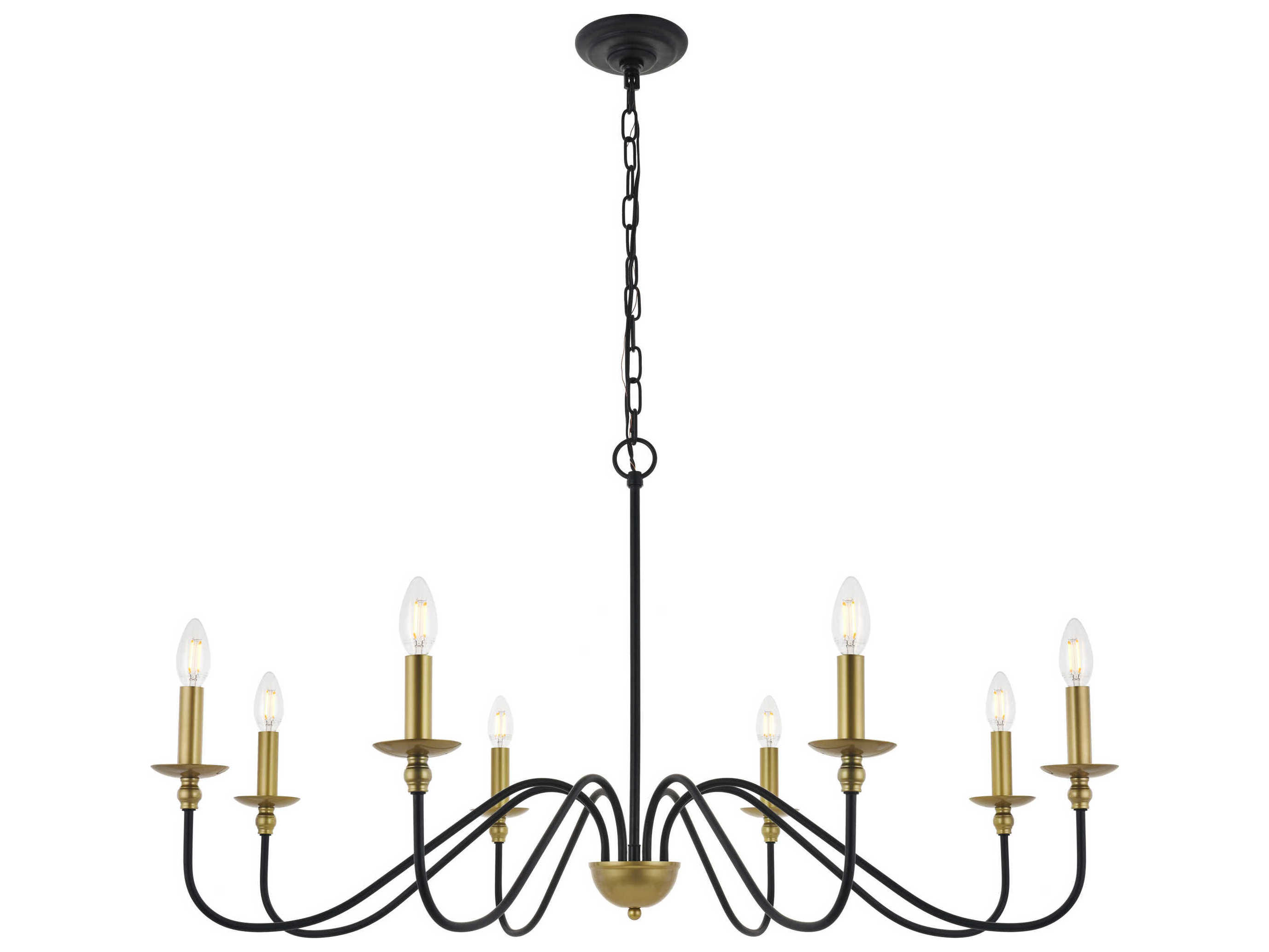 Elegant Lighting Rohan 8-Light Black Candelabra Chandelier