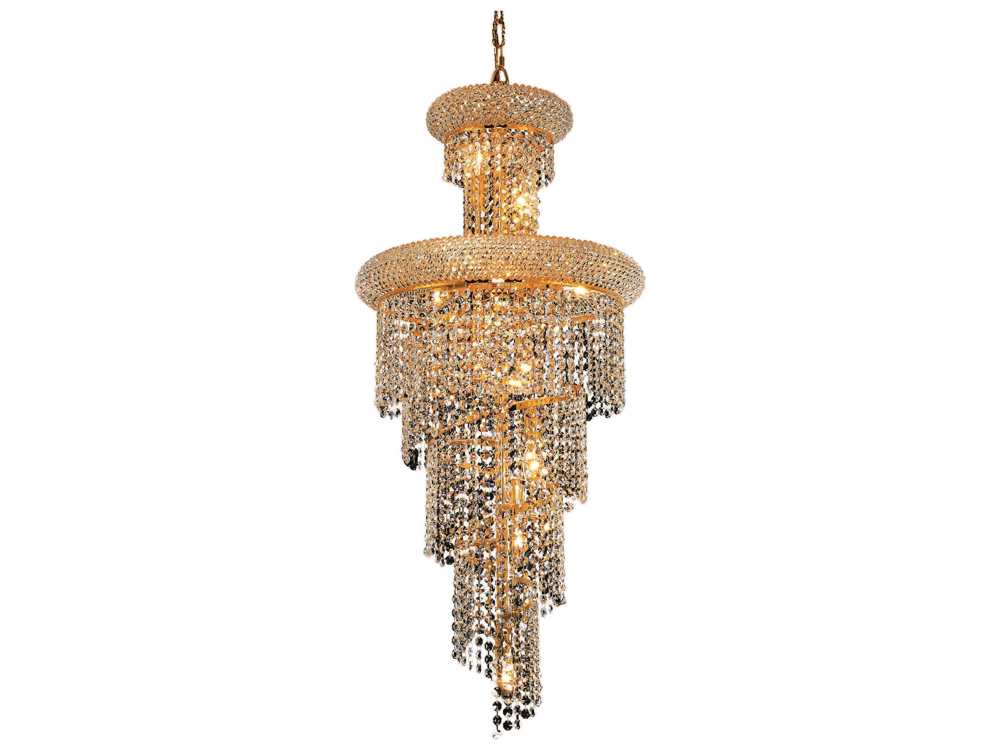 Elegant Lighting Spiral 10-Light Gold Clear Crystal Tiered Chandelier