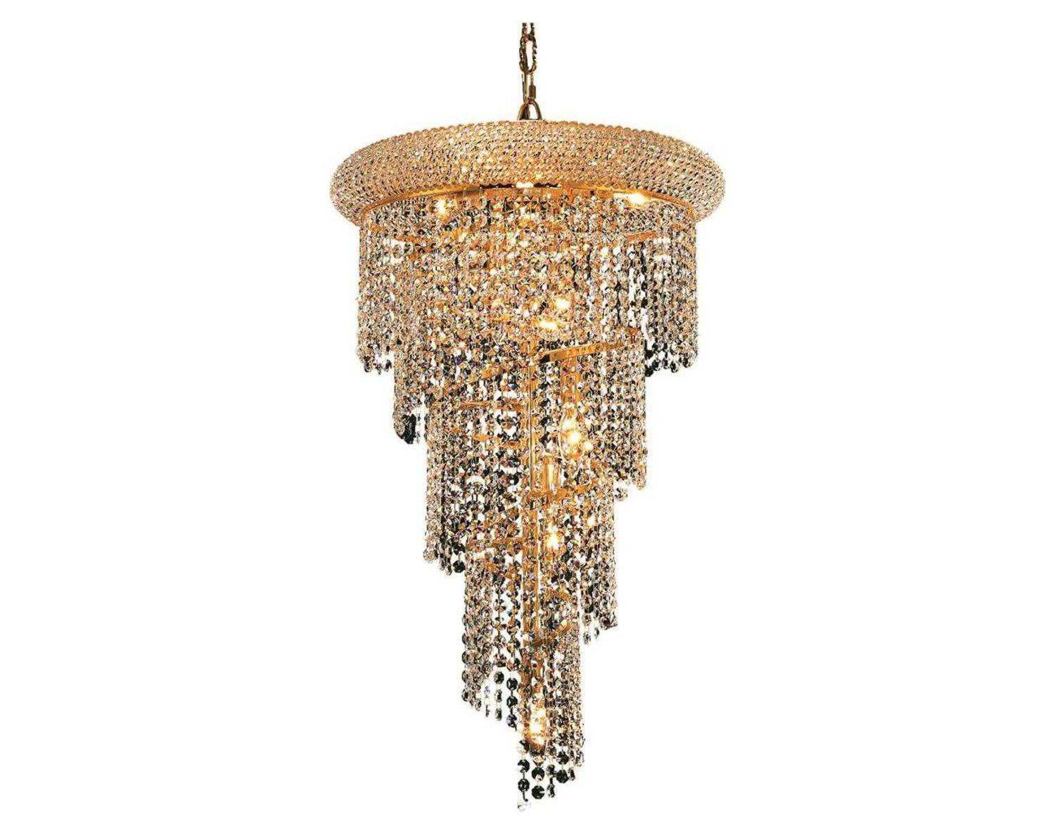 Elegant Lighting Spiral 8-Light Gold Clear Crystal Chandelier