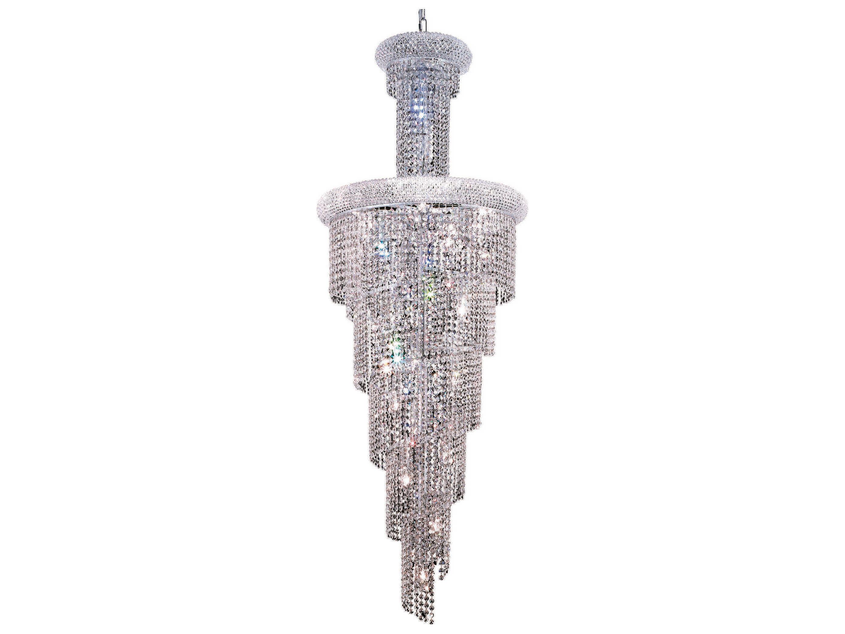 Elegant Lighting Spiral 22-Light Chrome Clear Crystal Tiered Chandelier
