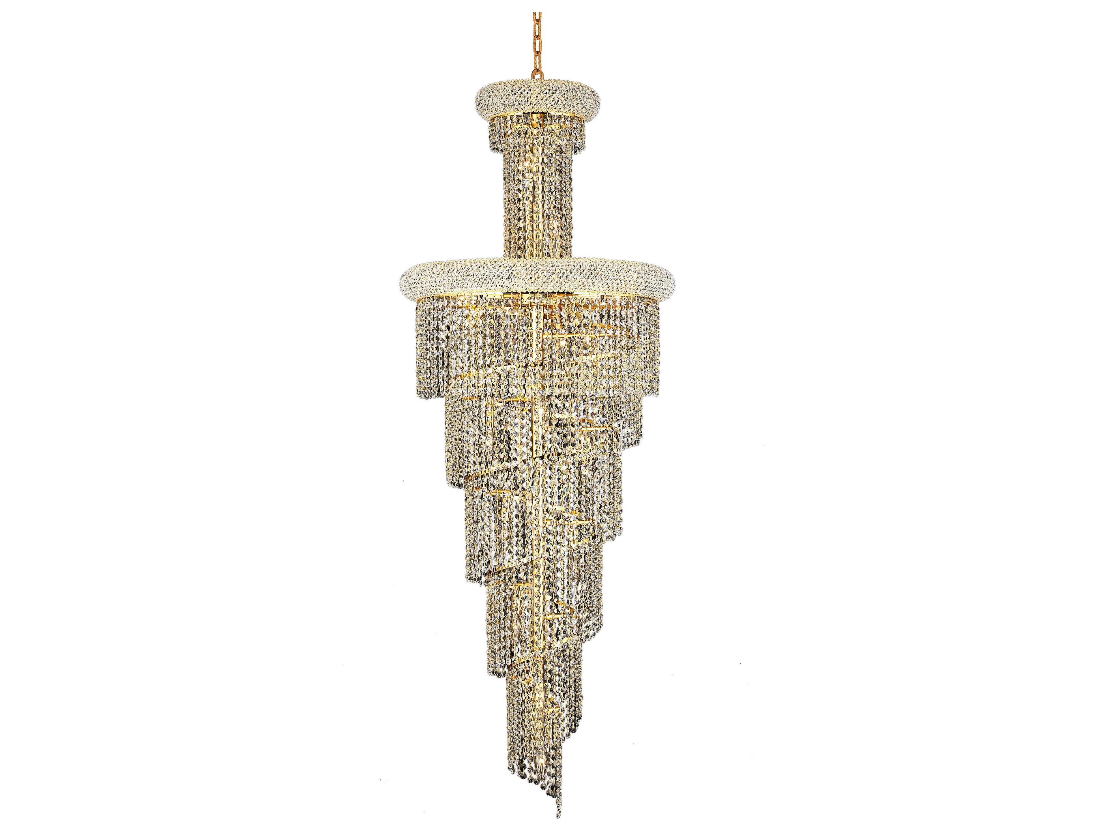 Elegant Lighting Spiral 22-Light Gold Clear Crystal Tiered Chandelier