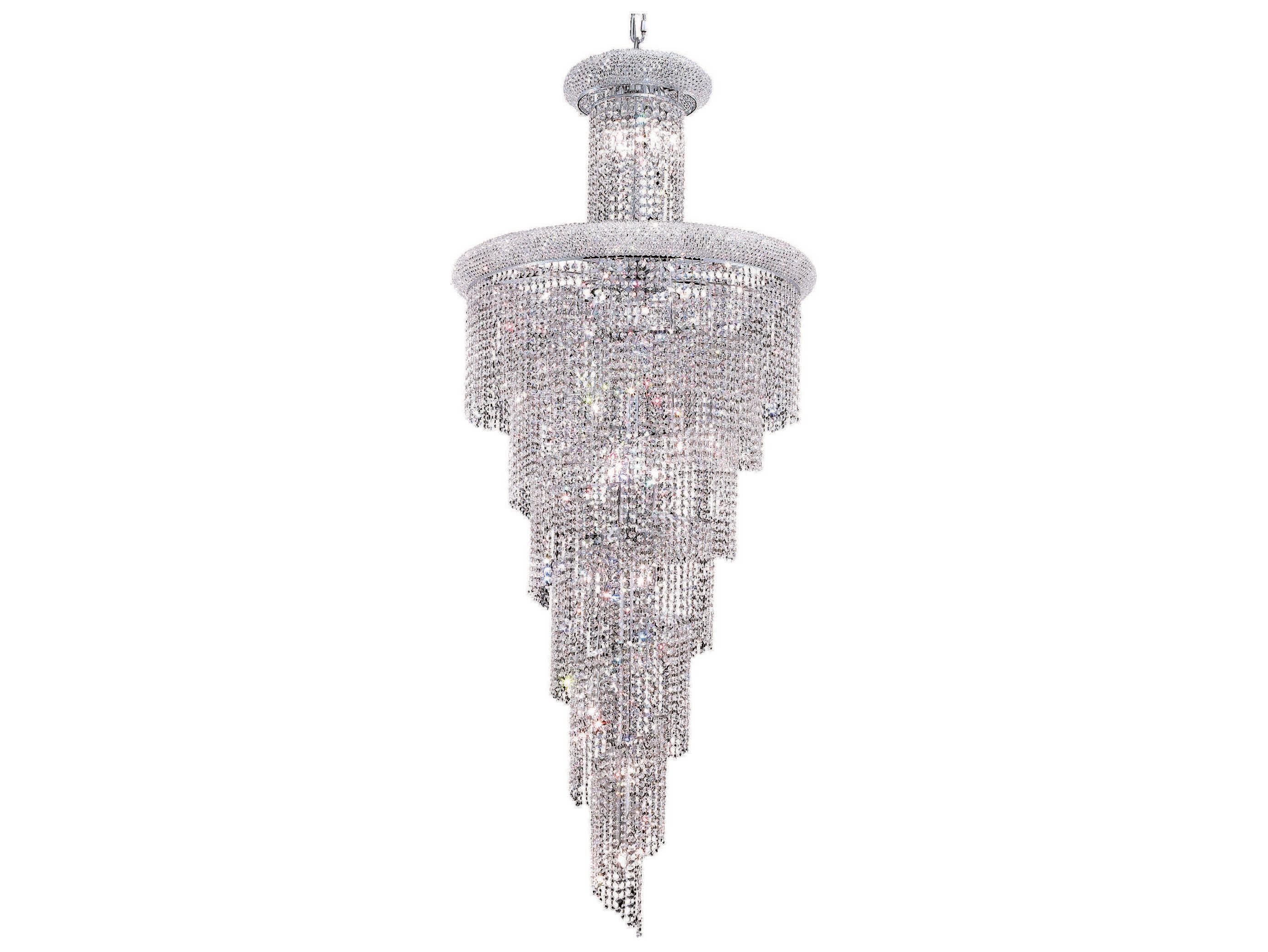 Elegant Lighting Spiral 28-Light Chrome Clear Crystal Tiered Chandelier
