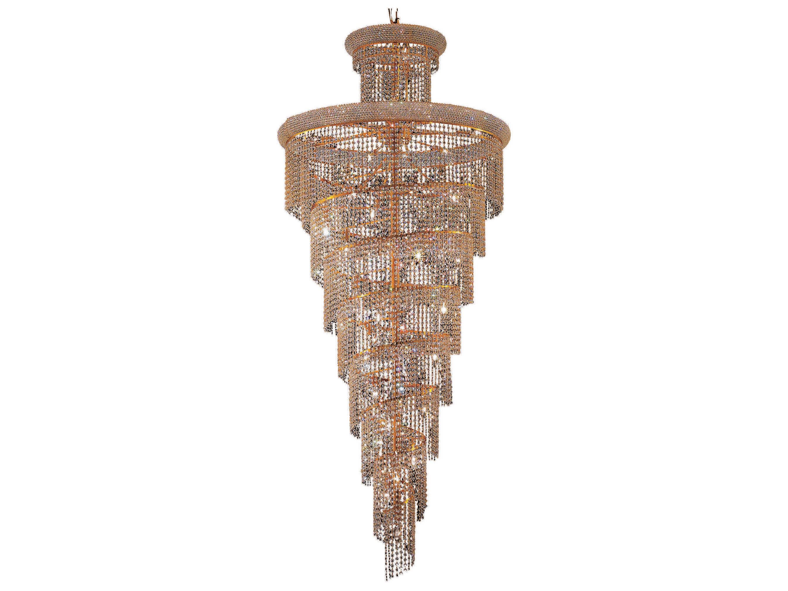 Elegant Lighting Spiral 32-Light Gold Clear Crystal Tiered Chandelier
