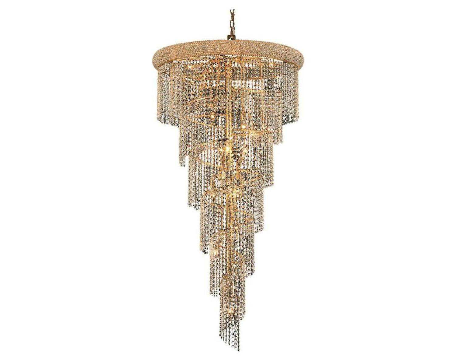 Elegant Lighting Spiral 22-Light Gold Clear Crystal Chandelier