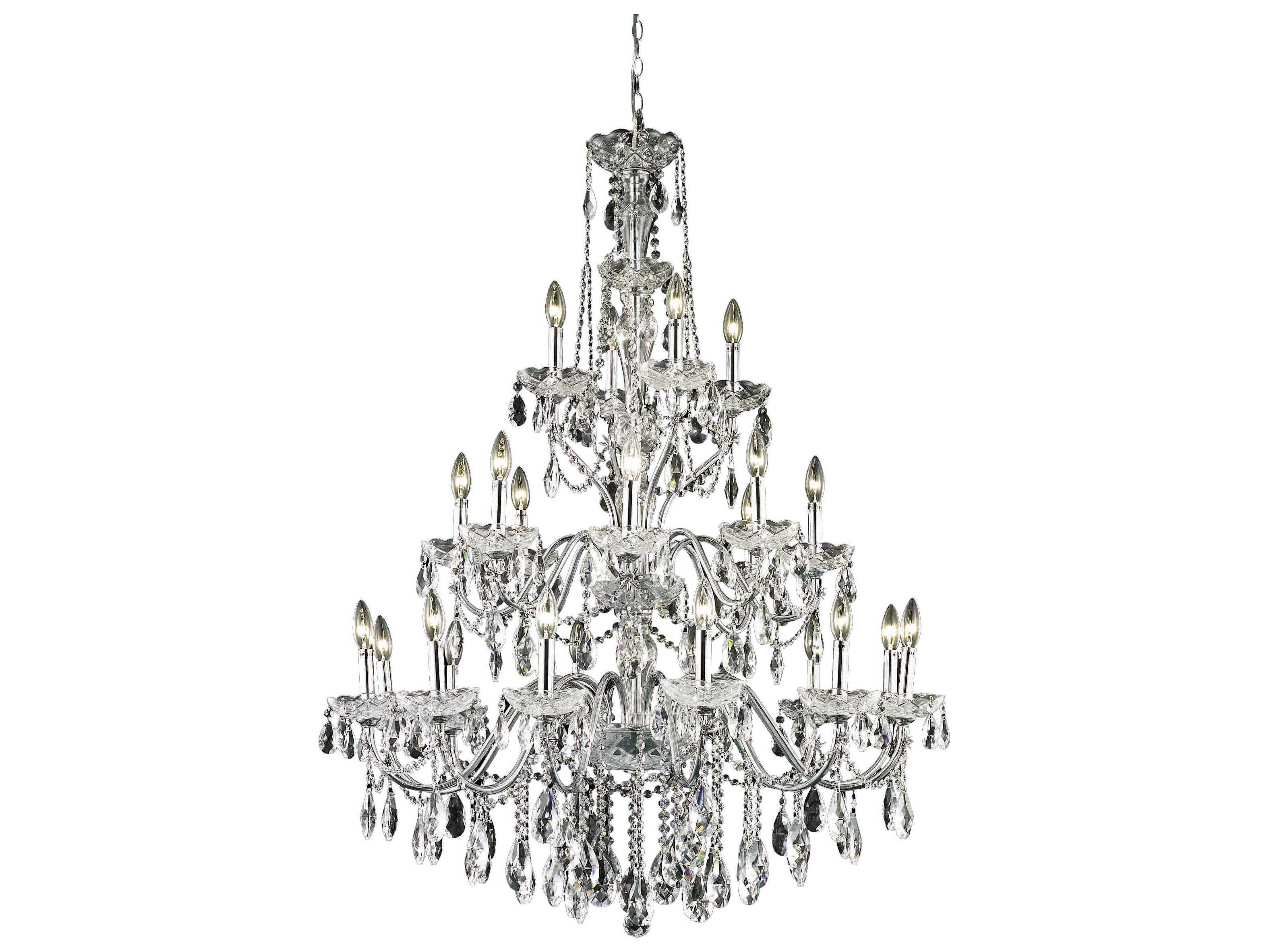 Elegant Lighting St. Francis 24-Light Chrome Clear Crystal Candelabra Chandelier