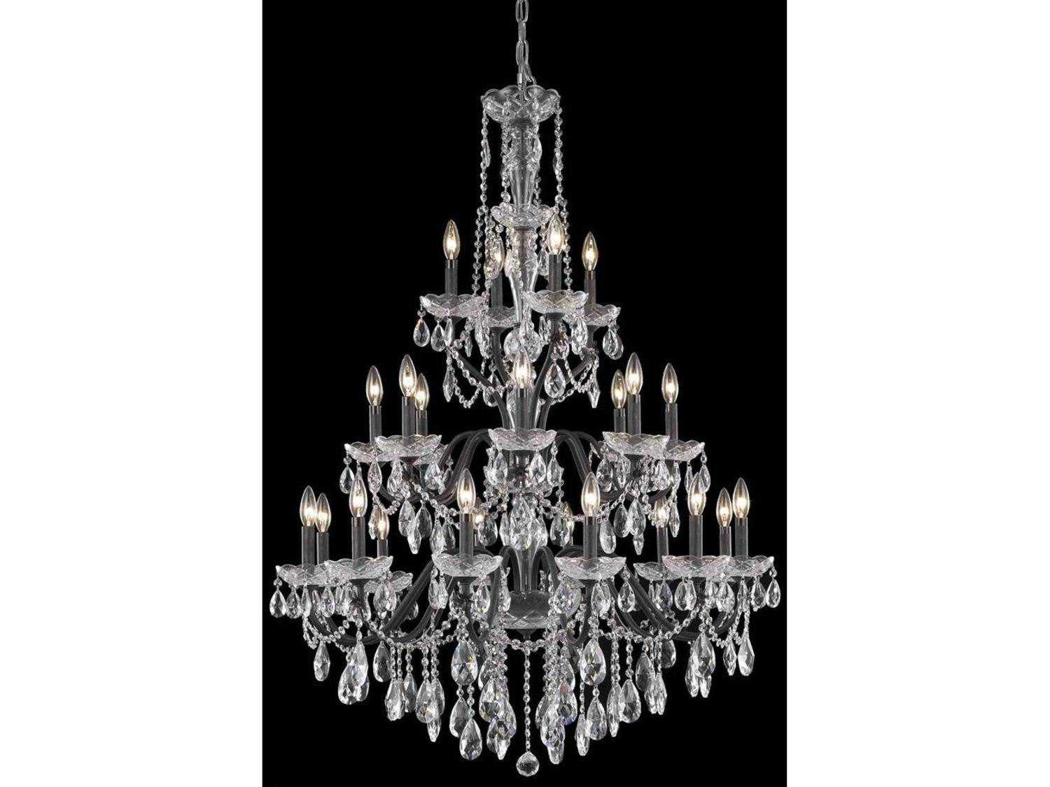 Elegant Lighting St. Francis 24-Light Dark Bronze Clear Crystal Candelabra Chandelier