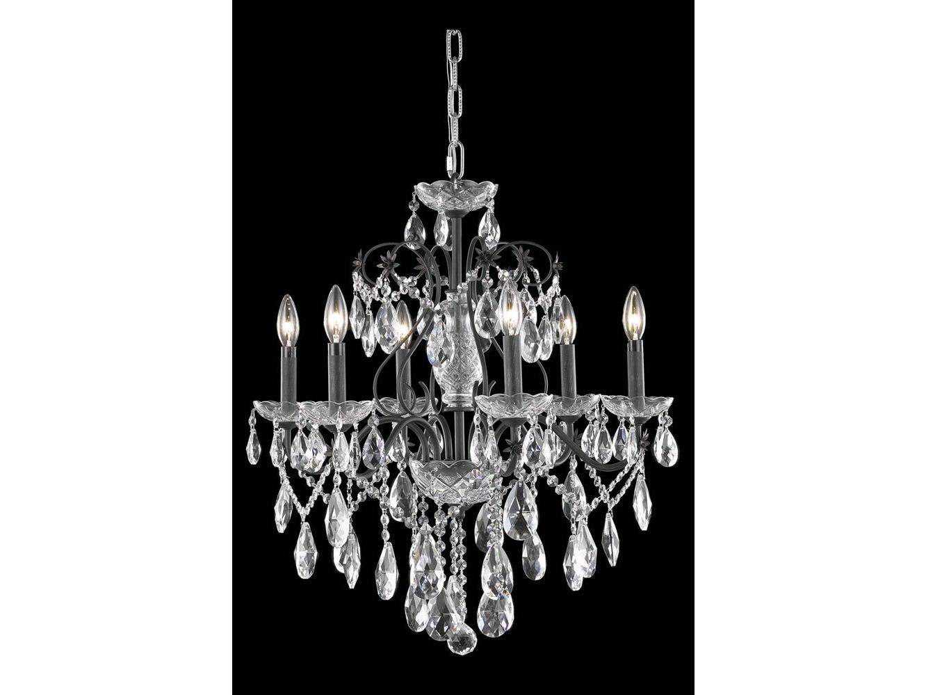 Elegant Lighting St. Francis 6-Light Dark Bronze Clear Crystal Candelabra Chandelier
