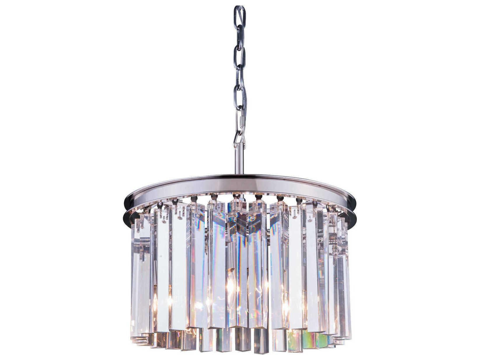 Elegant Lighting Sydney 3-Light Polished Nickel Crystal Drum Pendant
