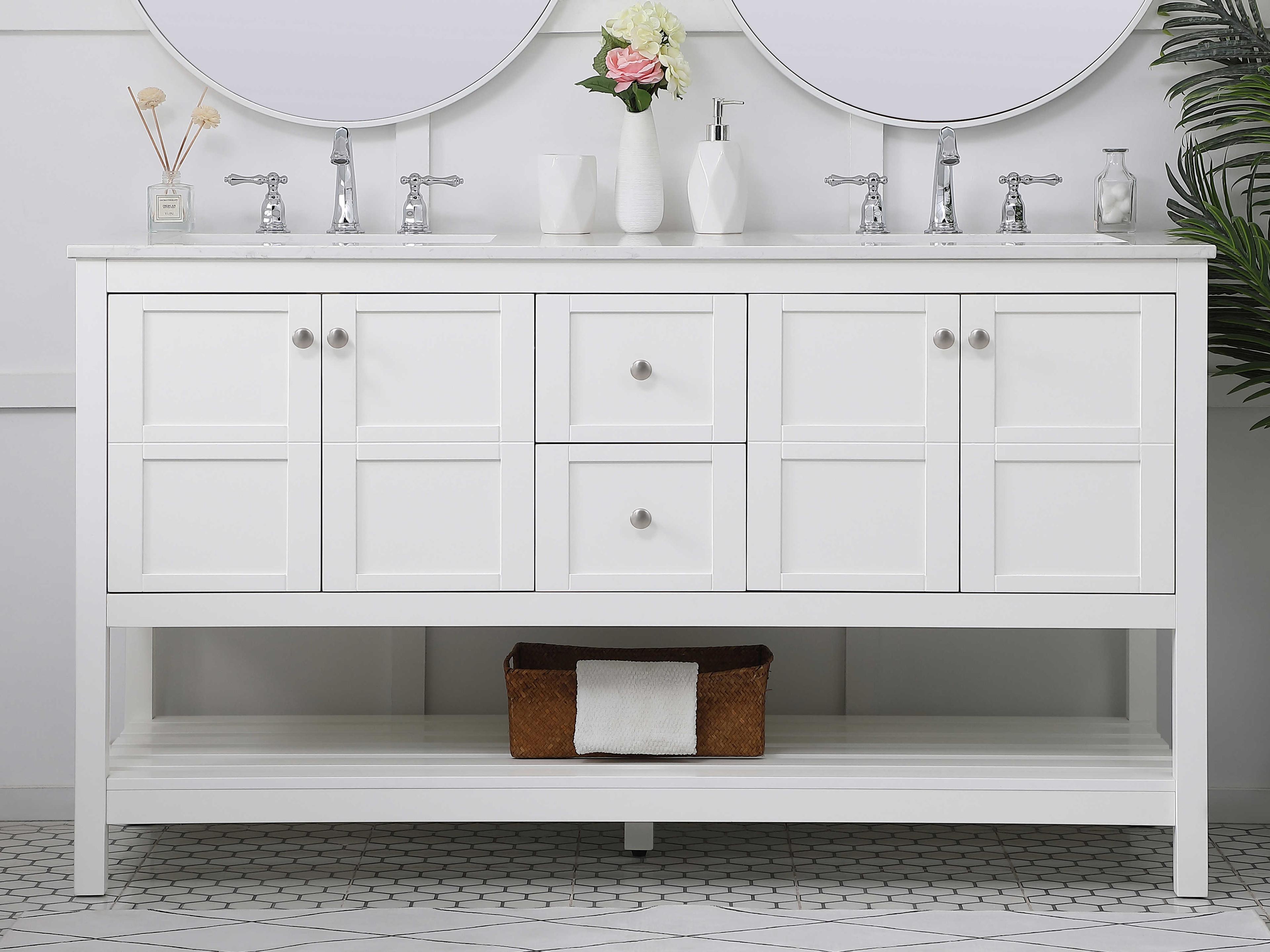 Elegant Lighting Theo White 60" Vanity