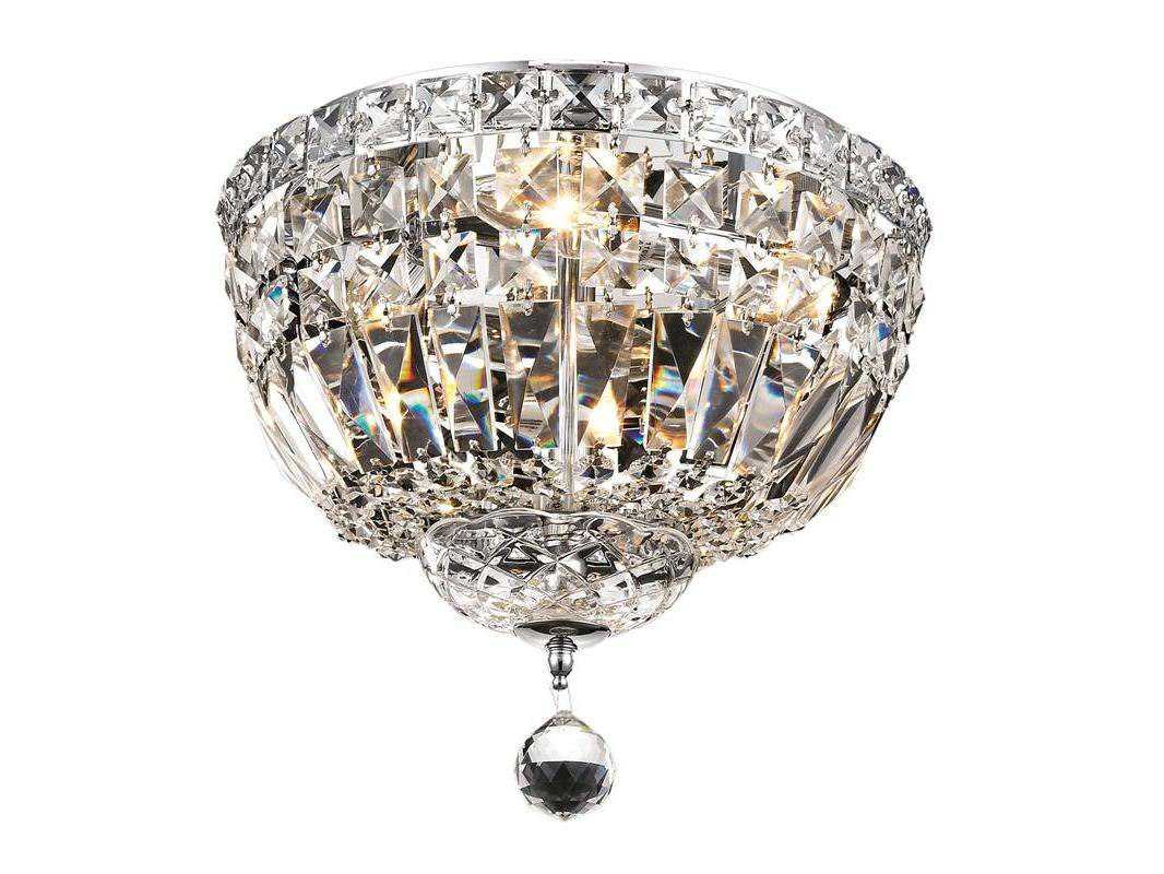 Elegant Lighting Tranquil Chrome Clear Crystal Bowl Flush Mount