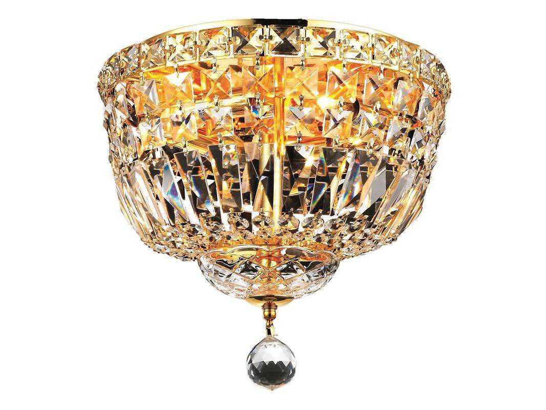 Elegant Lighting Tranquil Gold Clear Crystal Bowl Flush Mount