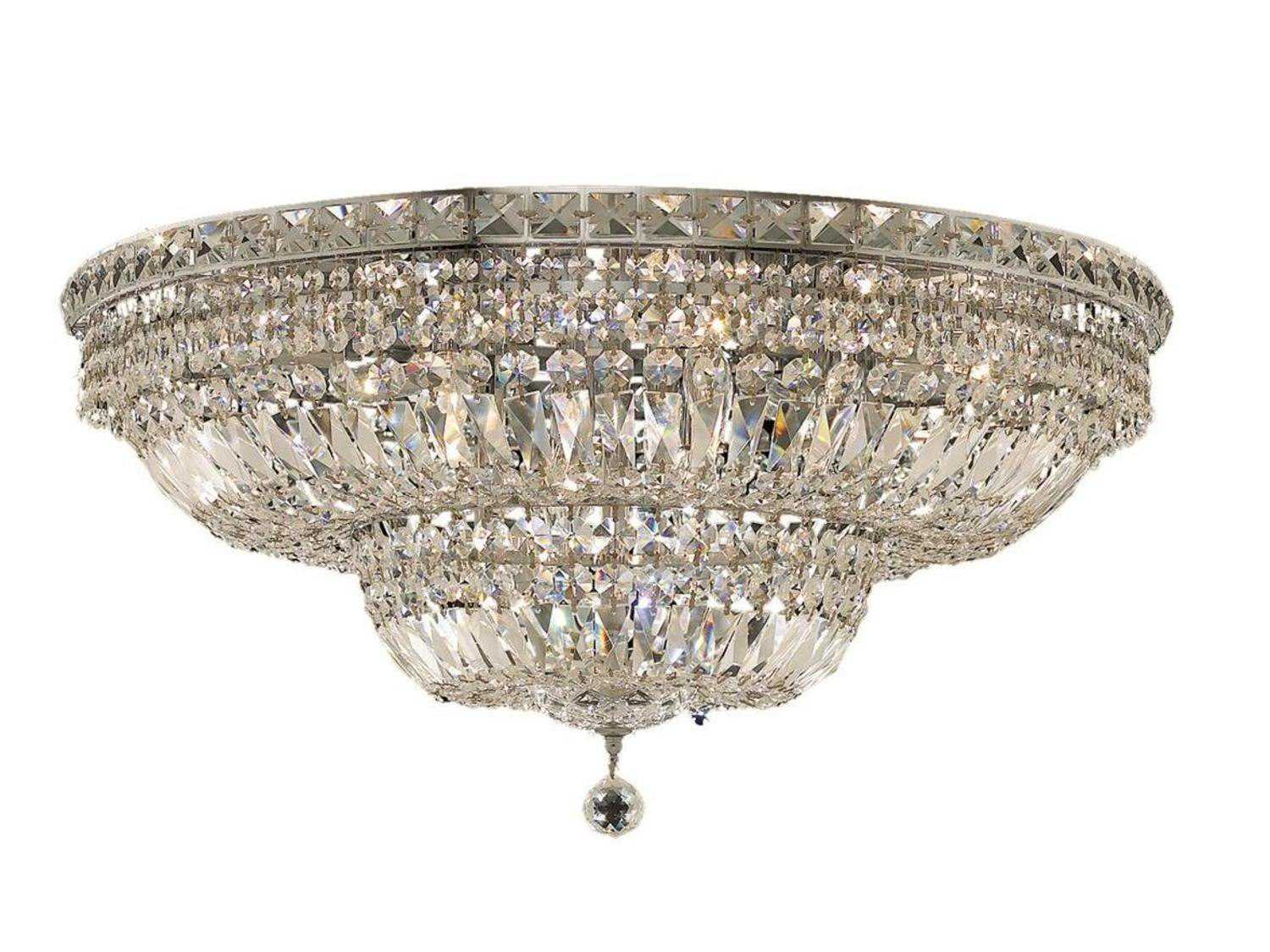 Elegant Lighting Tranquil Chrome Clear Crystal Bowl Tiered Flush Mount