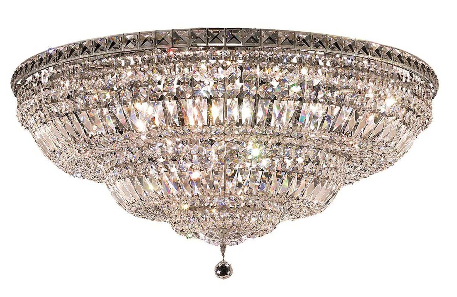 Elegant Lighting Tranquil Chrome Clear Crystal Bowl Tiered Flush Mount