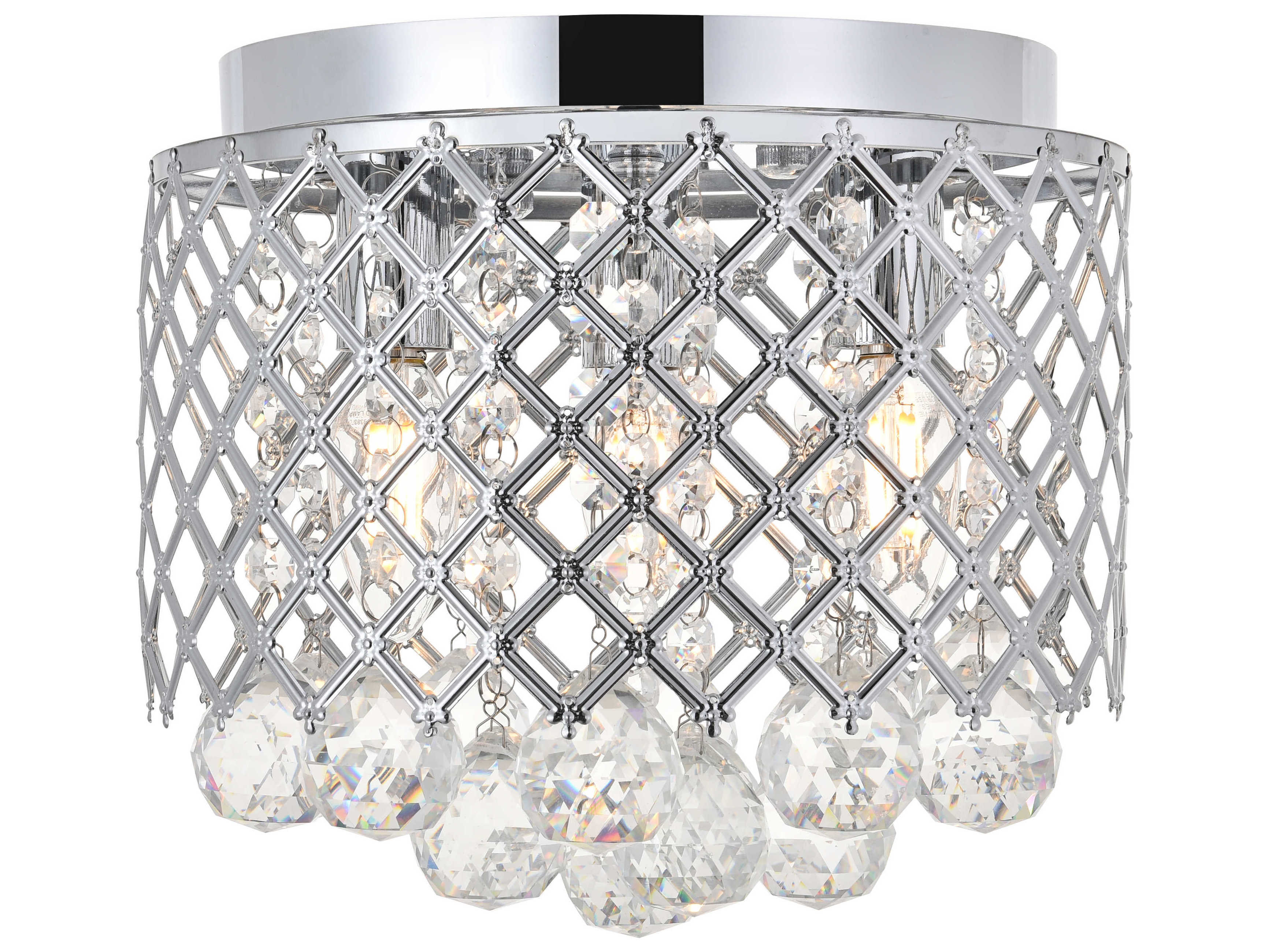 Elegant Lighting Tully 3-Light Chrome Crystal Drum Flush Mount