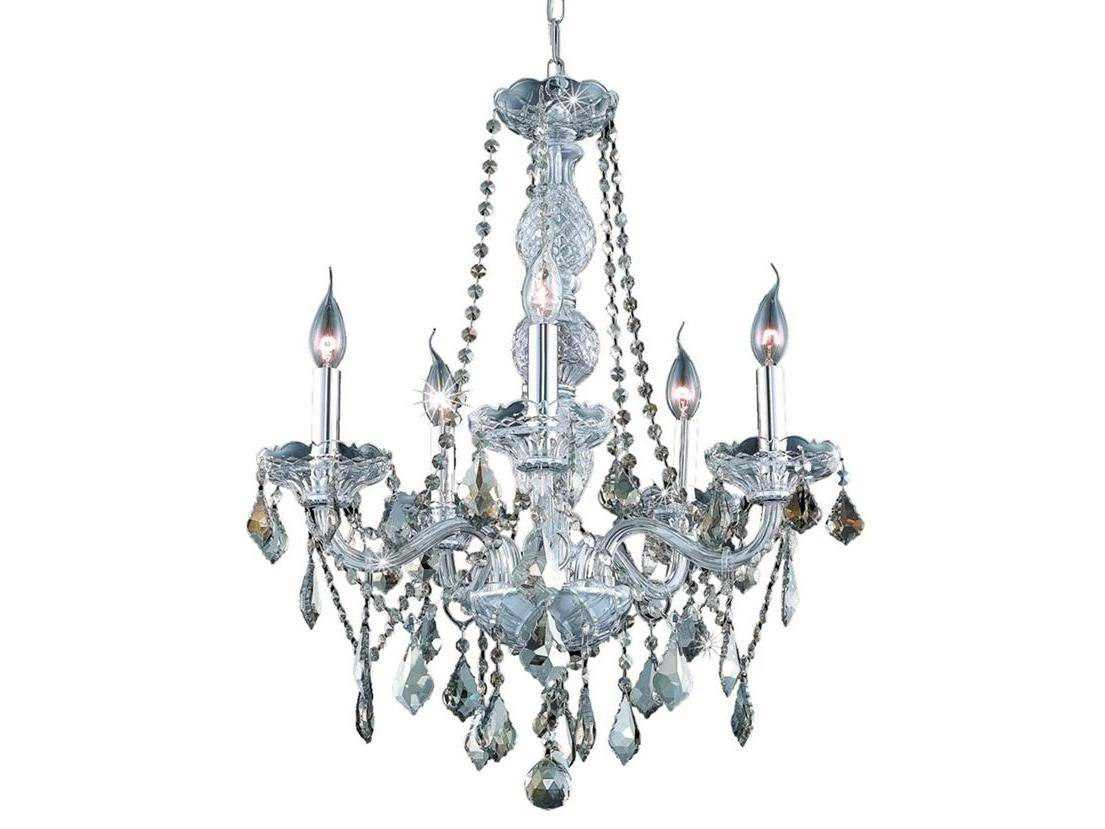 Elegant Lighting Verona 5-Light Chrome Gold Crystal Glass Candelabra Chandelier